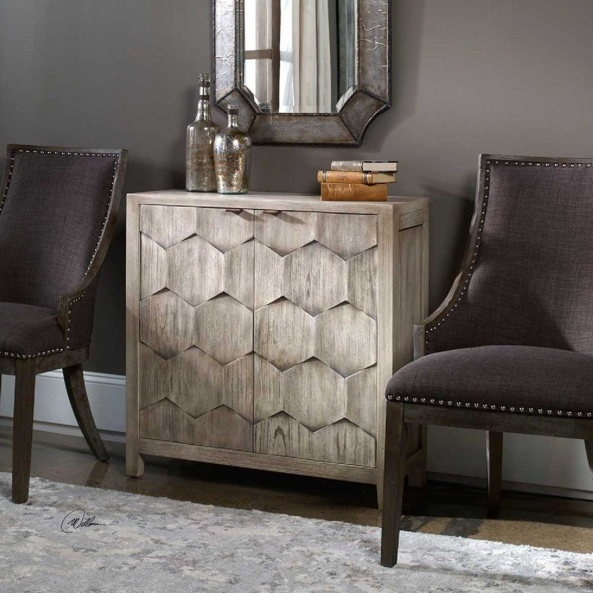 2-Door Honeycomb Mahogany Cabinet by Uttermost Catori, alternate view 7