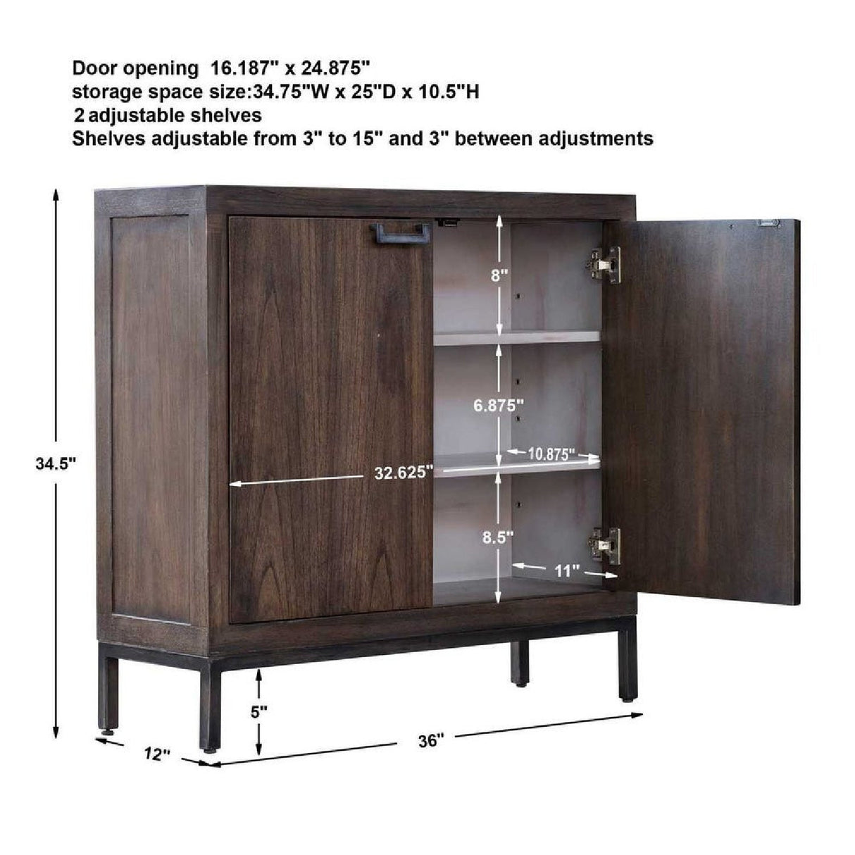 2-Door Wooden Cabinet by Uttermost Nadie, alternate view 6