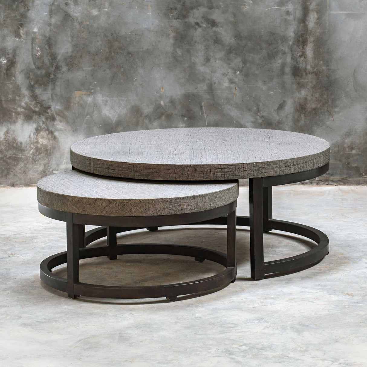 Modern European furniture - Taupe Burlap Nesting Coffee Tables (2) Table - www.oroa.com