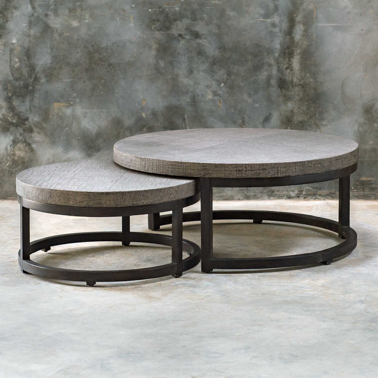 Modern European furniture - Taupe Burlap Nesting Coffee Tables (2) Table - www.oroa.com