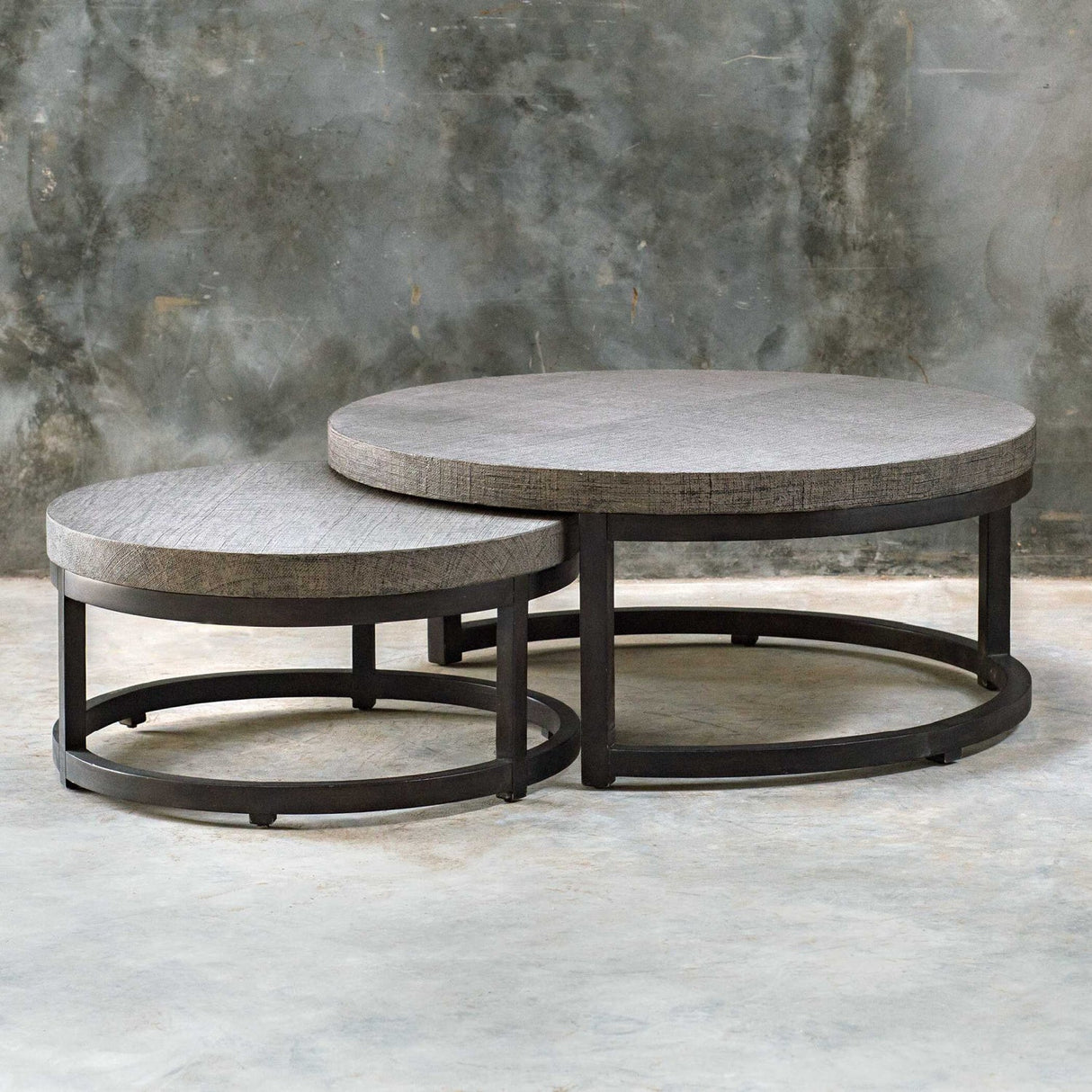 Modern European furniture - Taupe Burlap Nesting Coffee Tables (2) Table - www.oroa.com