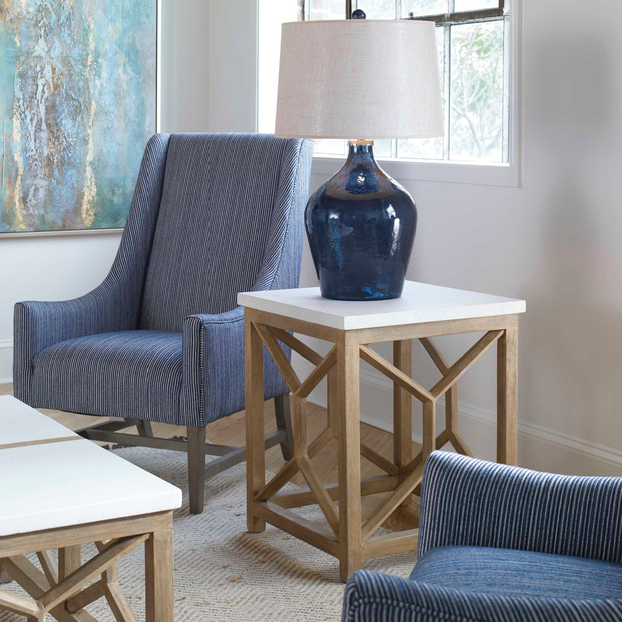 Modern European furniture - Natural Limestone Square Side Table - www.oroa.com