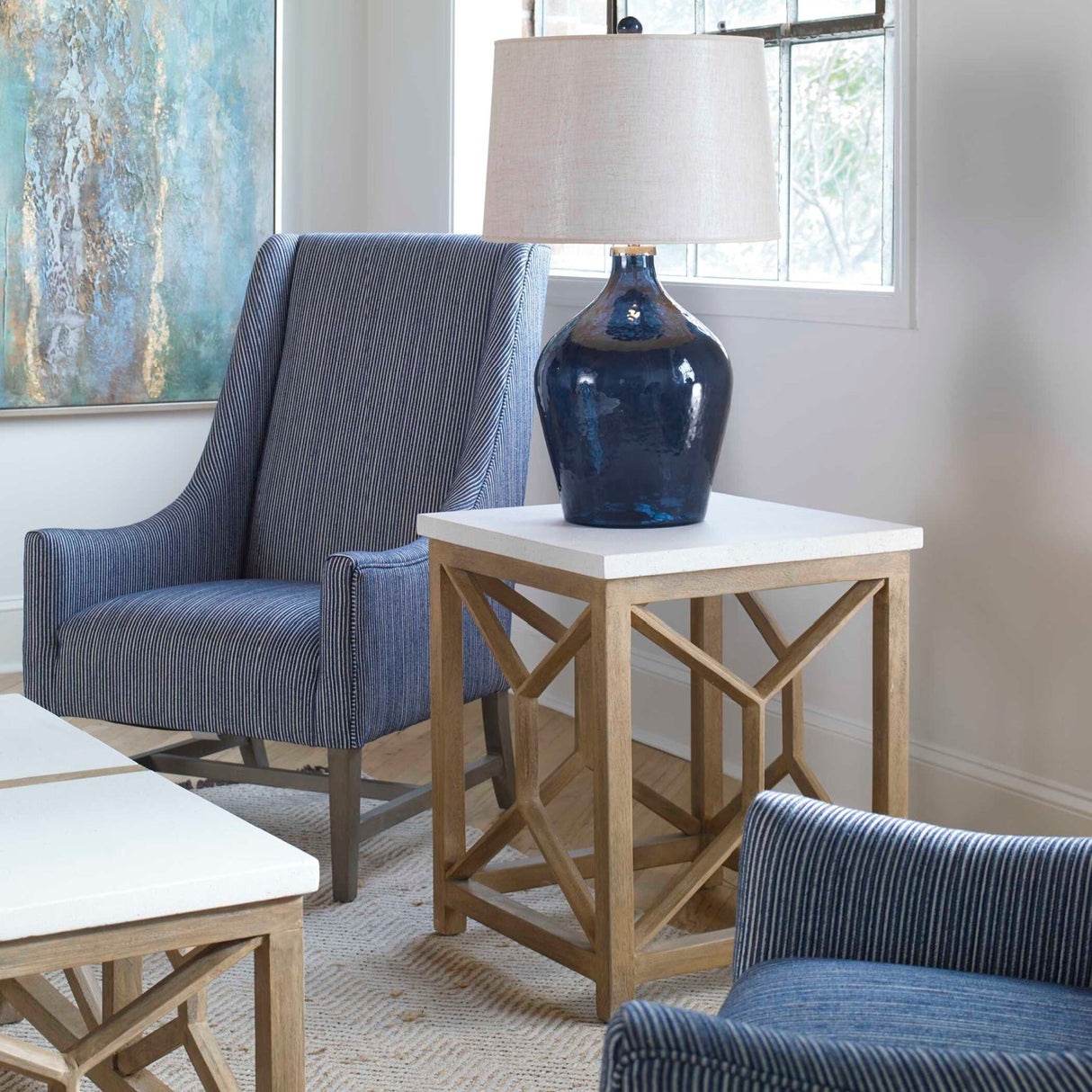 Modern European furniture - Natural Limestone Square Side Table - www.oroa.com