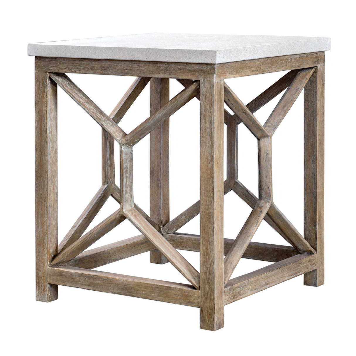 Modern European furniture - Natural Limestone Square Side Table - www.oroa.com