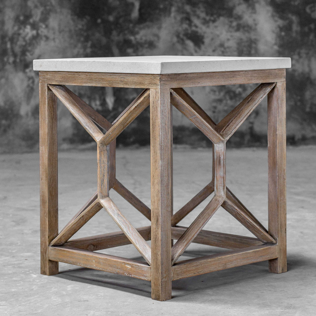 Modern European furniture - Natural Limestone Square Side Table - www.oroa.com