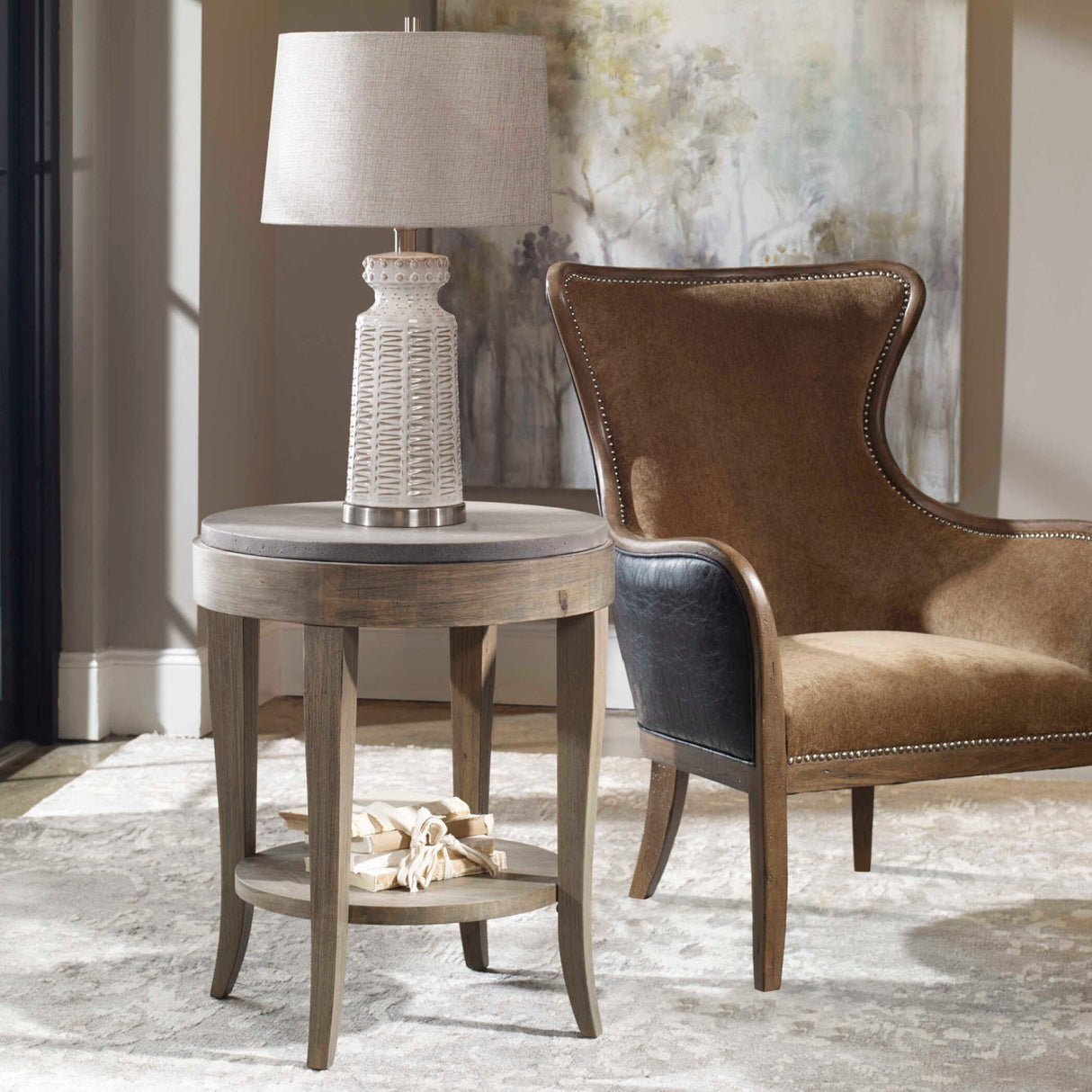 Modern European furniture - Round Birch Wood Side Table - www.oroa.com