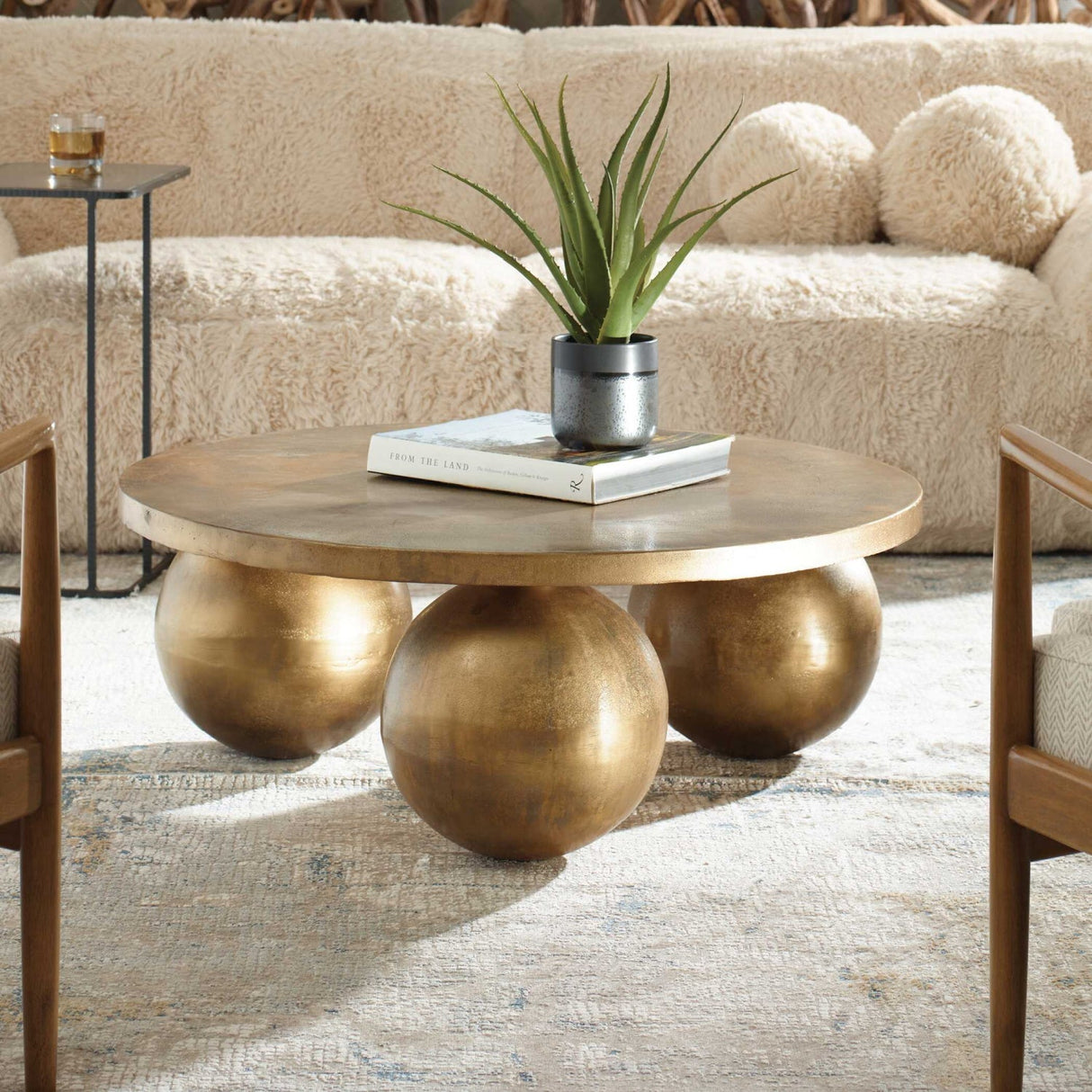 Sphere Base Aluminum Coffee Table by Uttermost Triplet, alternate view 2