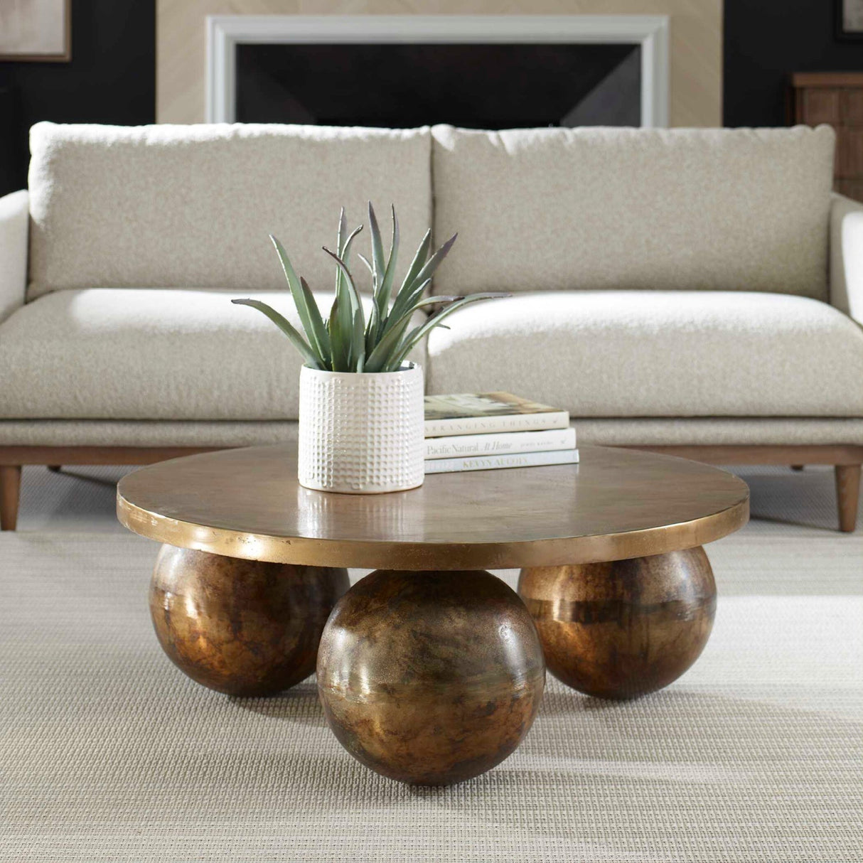 Sphere Base Aluminum Coffee Table by Uttermost Triplet, alternate view 6