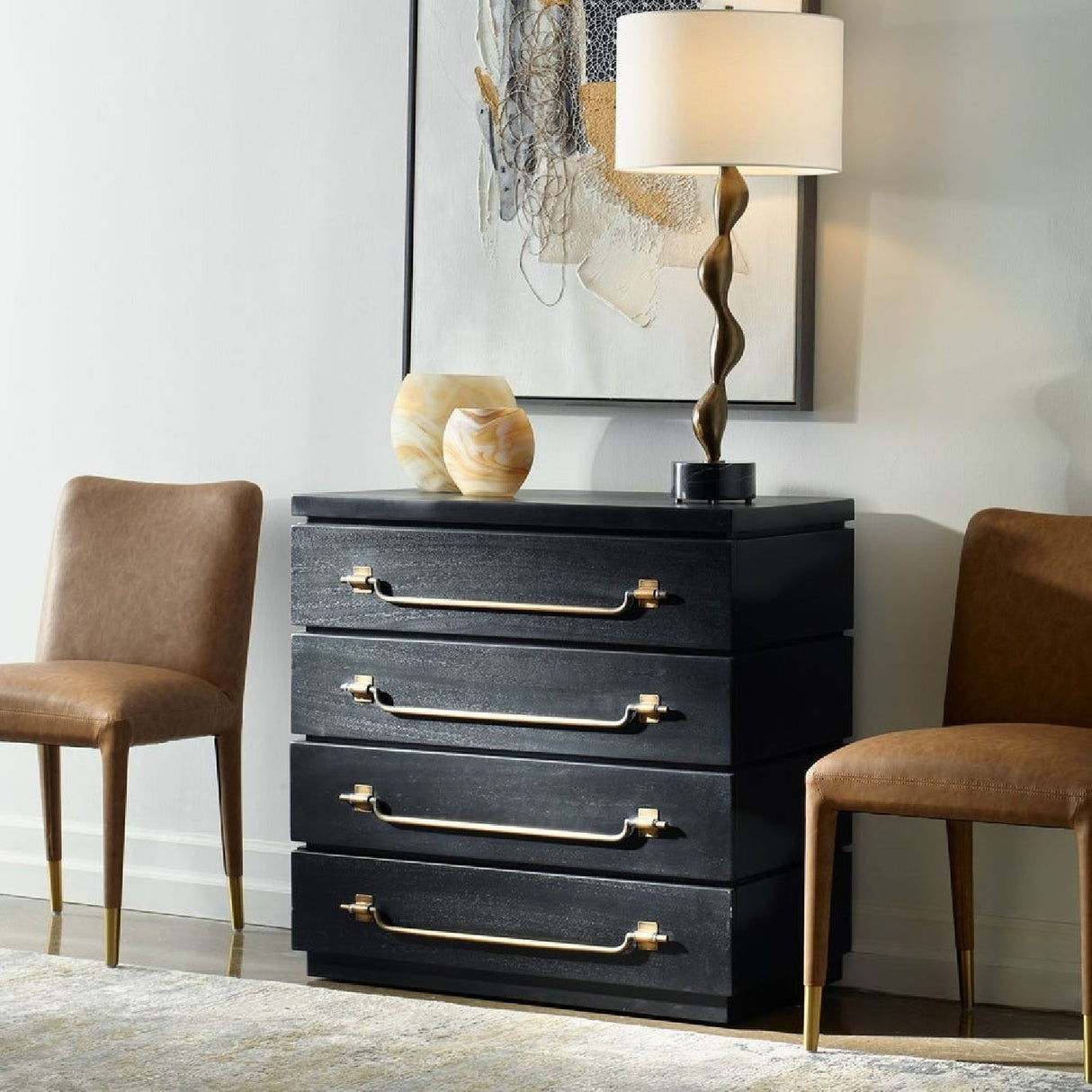 Black Mahogany 4-Drawer Accent Chest by Uttermost Halifax, alternate view 7