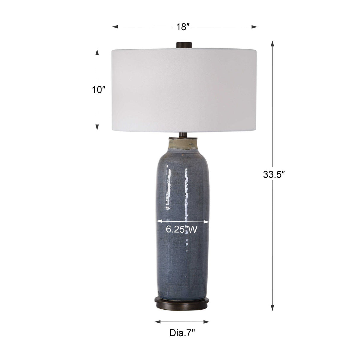 Modern European furniture - Distressed Blue Ceramic Table Lamp - www.oroa.com