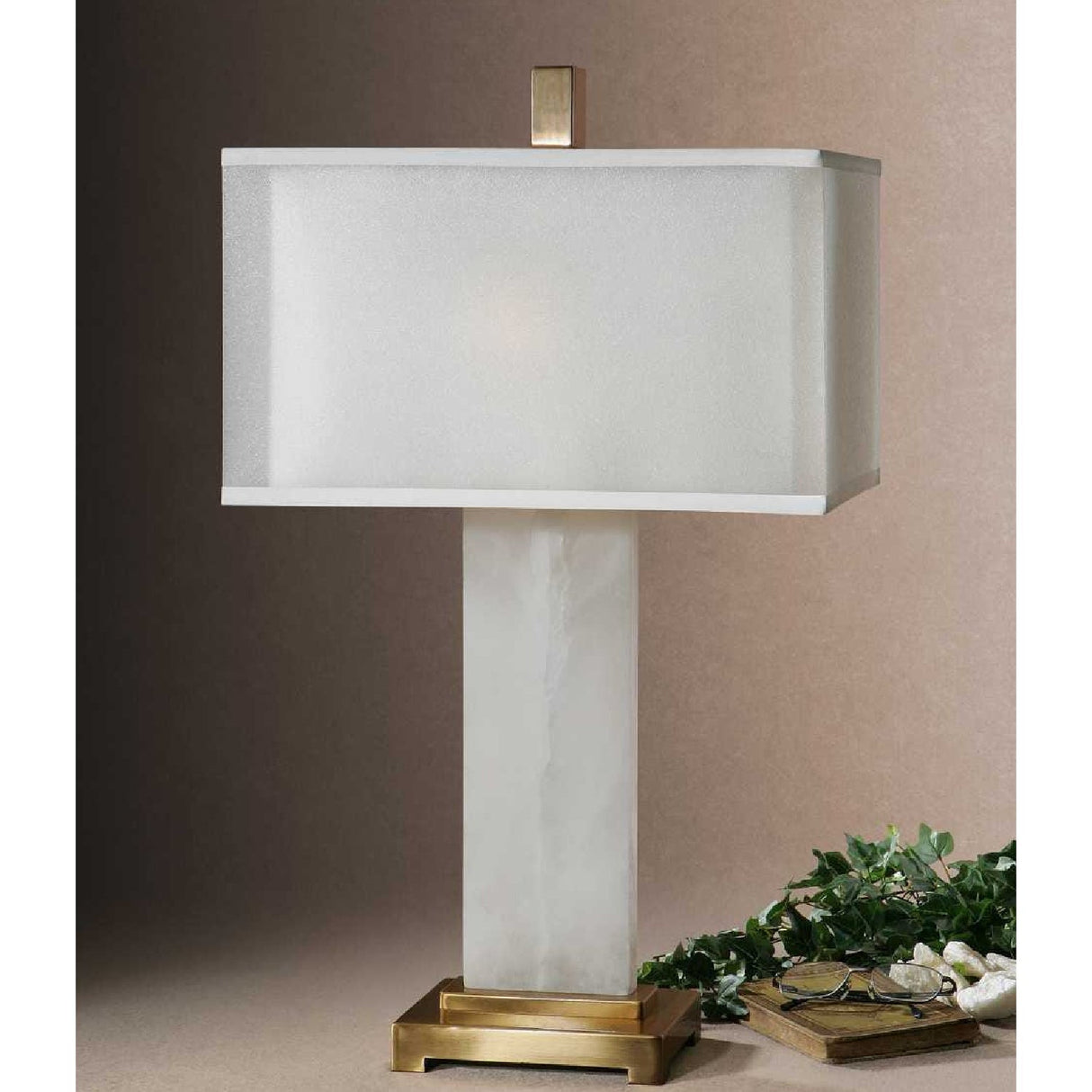 Modern European furniture - White Alabaster Table Lamp by Uttermost Athanas - www.oroa.com