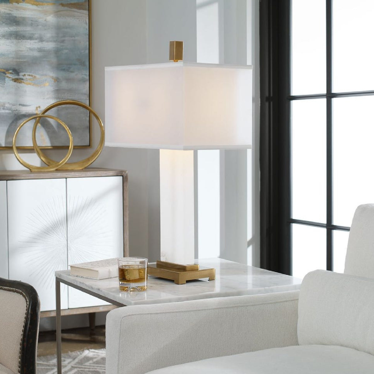 White Alabaster Table Lamp | Oroa.com