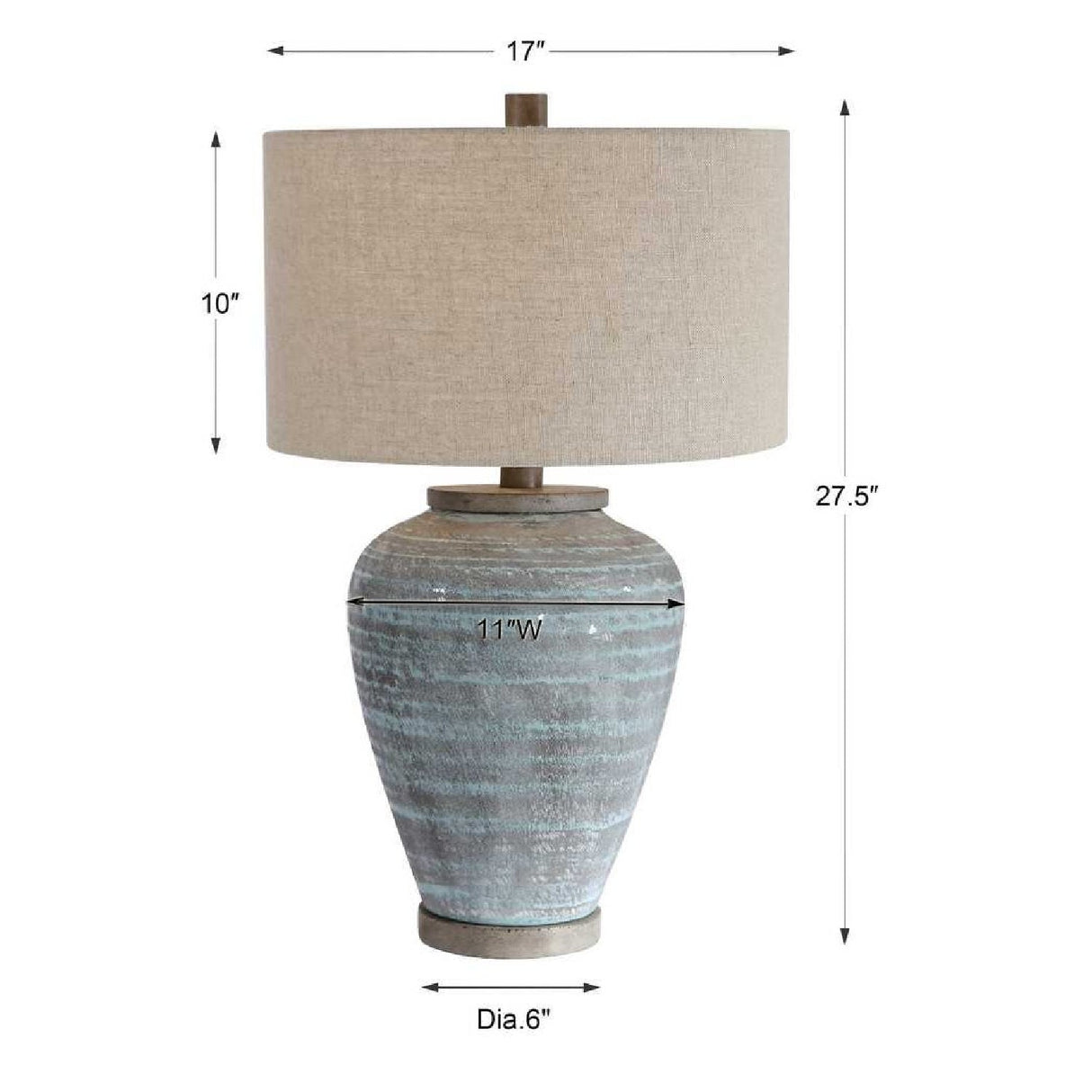 Modern European furniture - Blue Crackled Ceramic Table Lamp by Uttermost Pelia - www.oroa.com