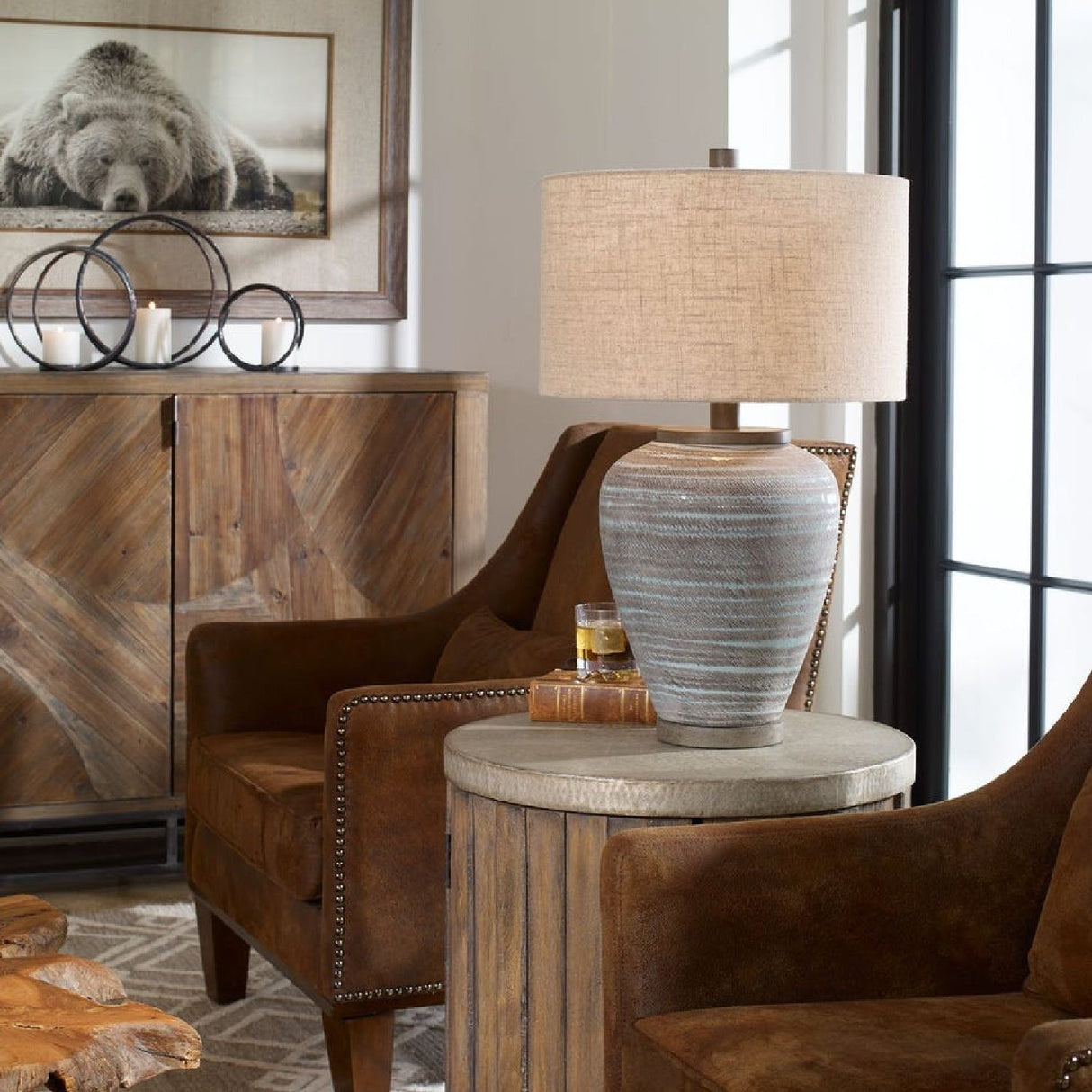 Modern European furniture - Blue Crackled Ceramic Table Lamp by Uttermost Pelia - www.oroa.com