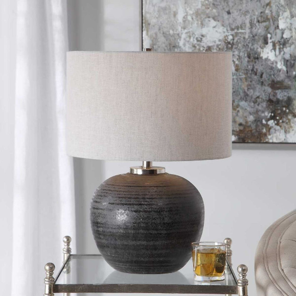 Modern European furniture - Black Etched Ceramic Table Lamp by Uttermost Mikkel - www.oroa.com