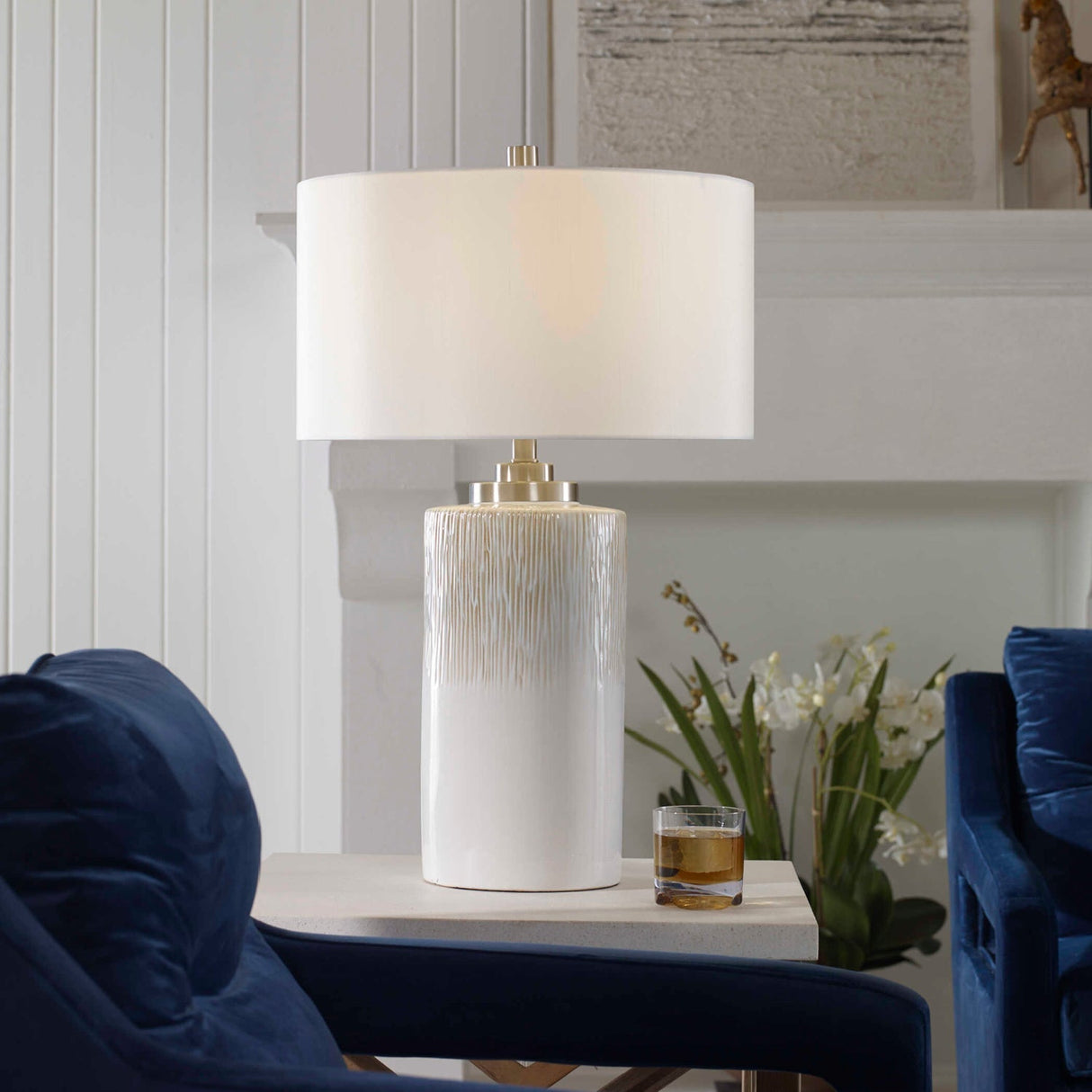 Modern European furniture - Beige Dripped Ceramic Table Lamp by Uttermost Georgios - www.oroa.com