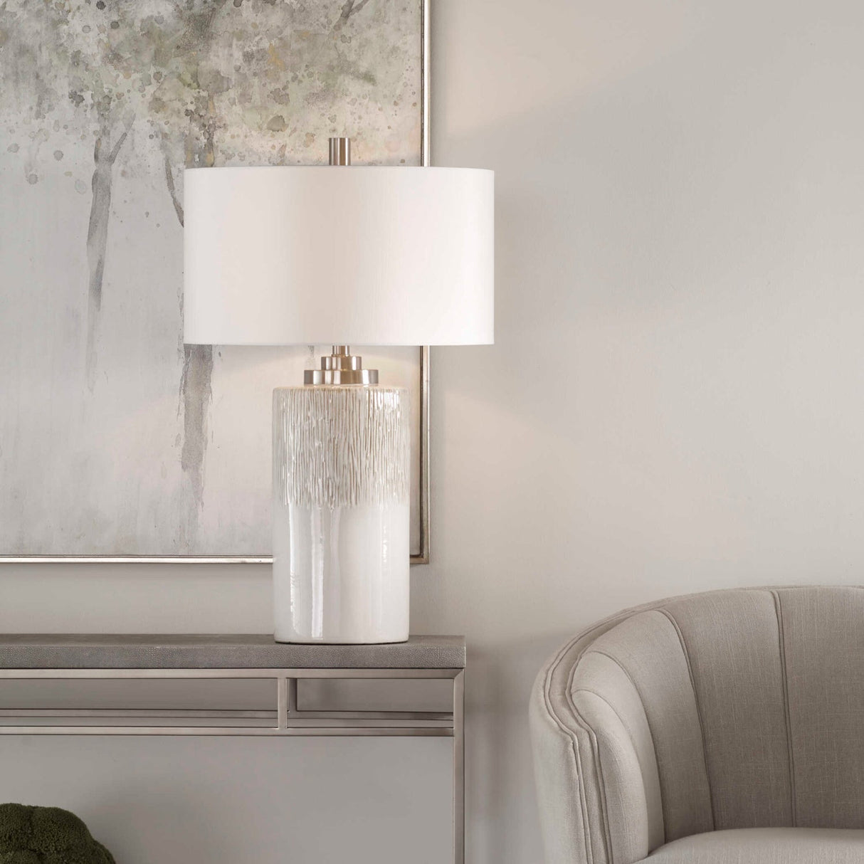 Modern European furniture - Beige Dripped Ceramic Table Lamp by Uttermost Georgios - www.oroa.com