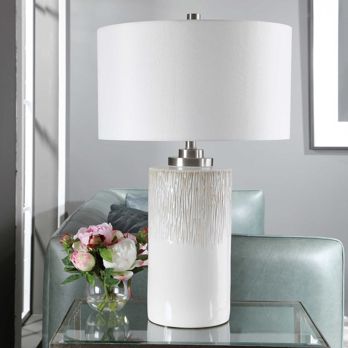 Modern European furniture - Beige Dripped Ceramic Table Lamp by Uttermost Georgios - www.oroa.com