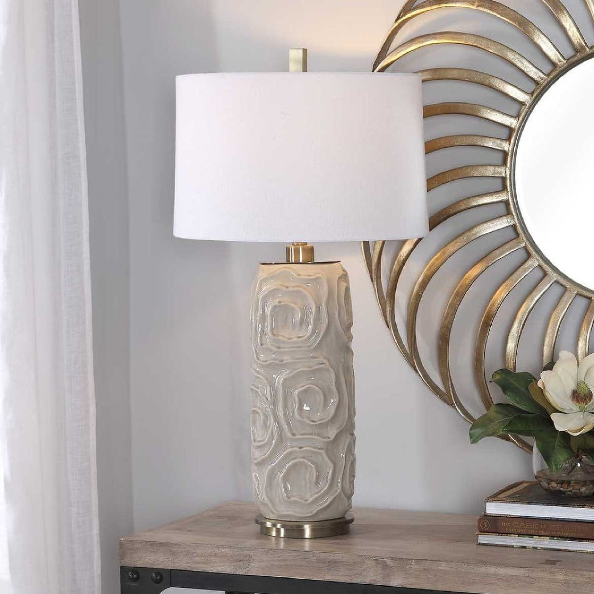 Geometric Patterned Ceramic Table Lamp by Uttermost Zade, alternate view 10