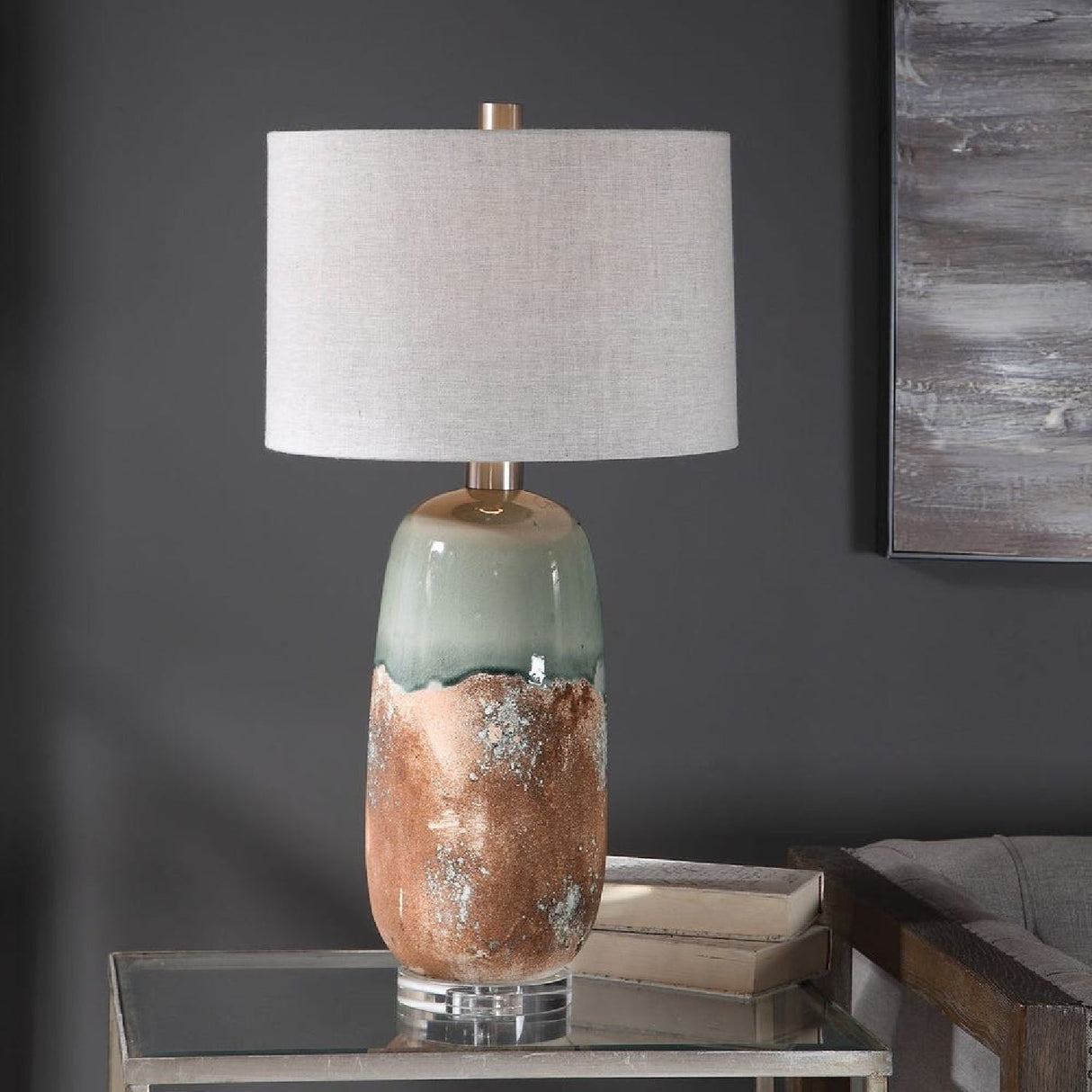 Terracotta & Green Ceramic Table Lamp by Uttermost Maggie, alternate view 2