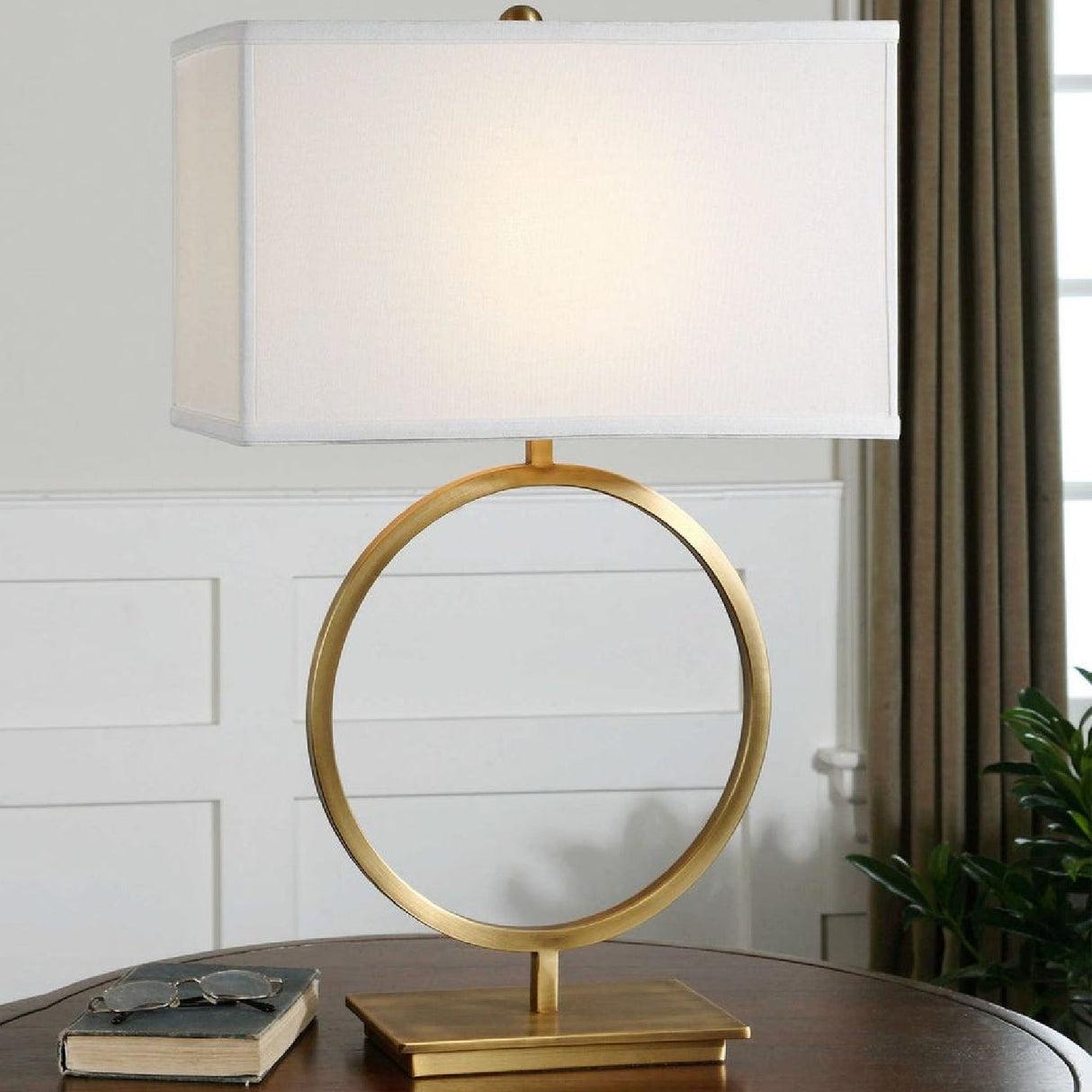 Modern European furniture - Brushed Brass Ring Table Lamp by Uttermost Duara - www.oroa.com