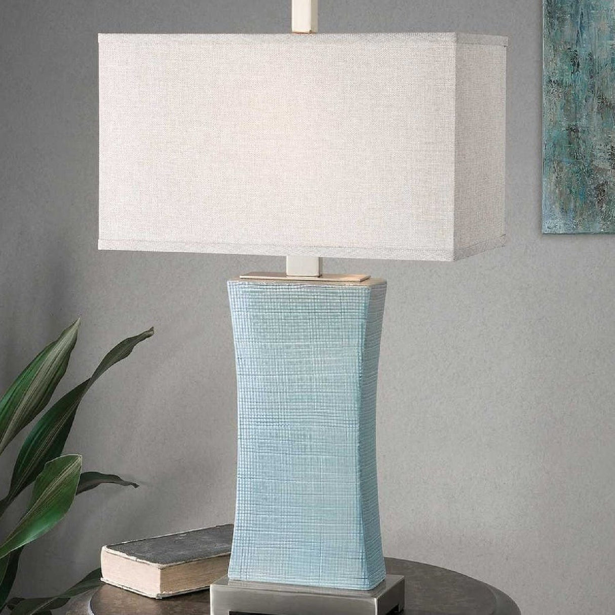 Modern European furniture - Pale Blue Ceramic Table Lamp by Uttermost Cantarana - www.oroa.com