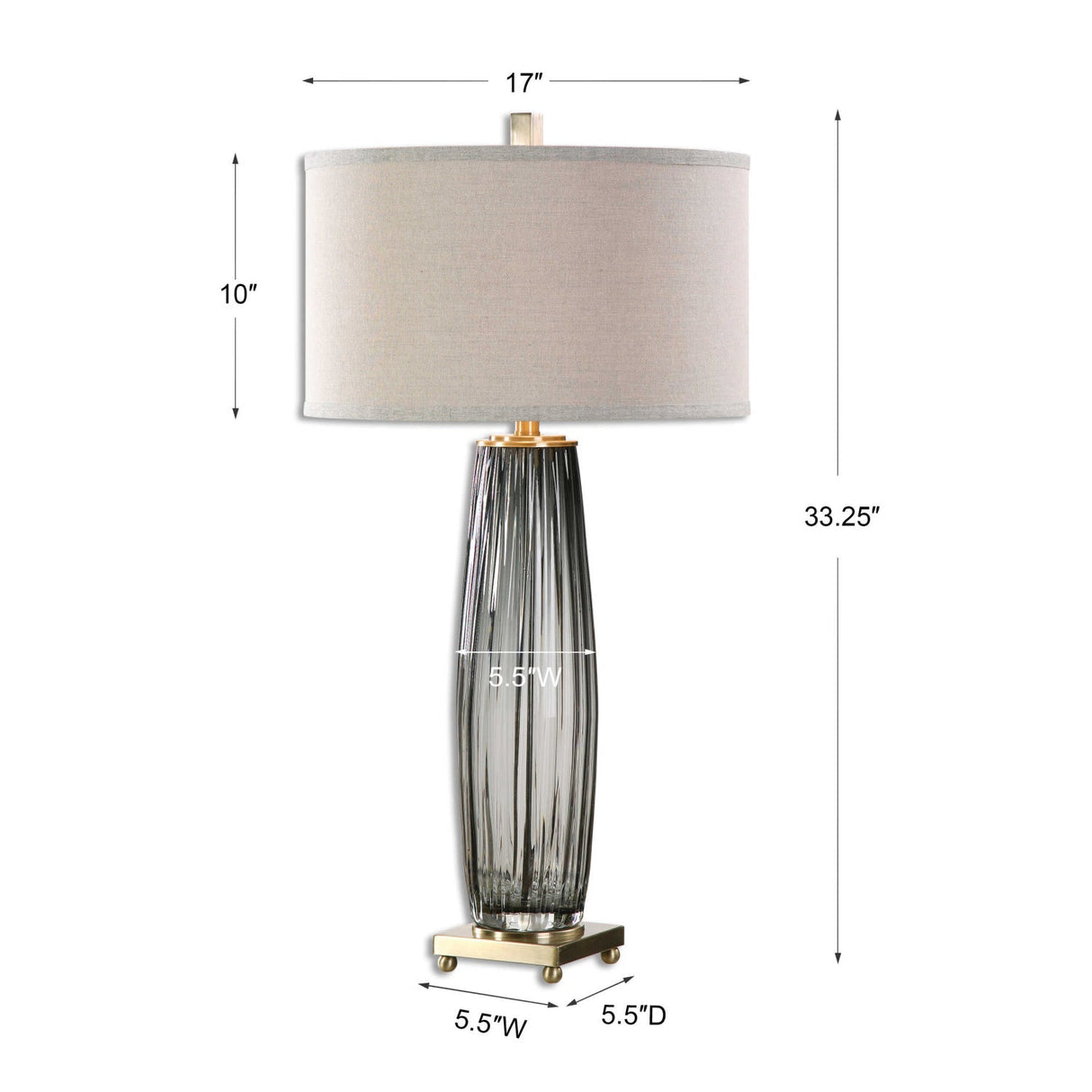 Modern European furniture - Pleated Gray Glass Table Lamp by Uttermost Vilminore - www.oroa.com