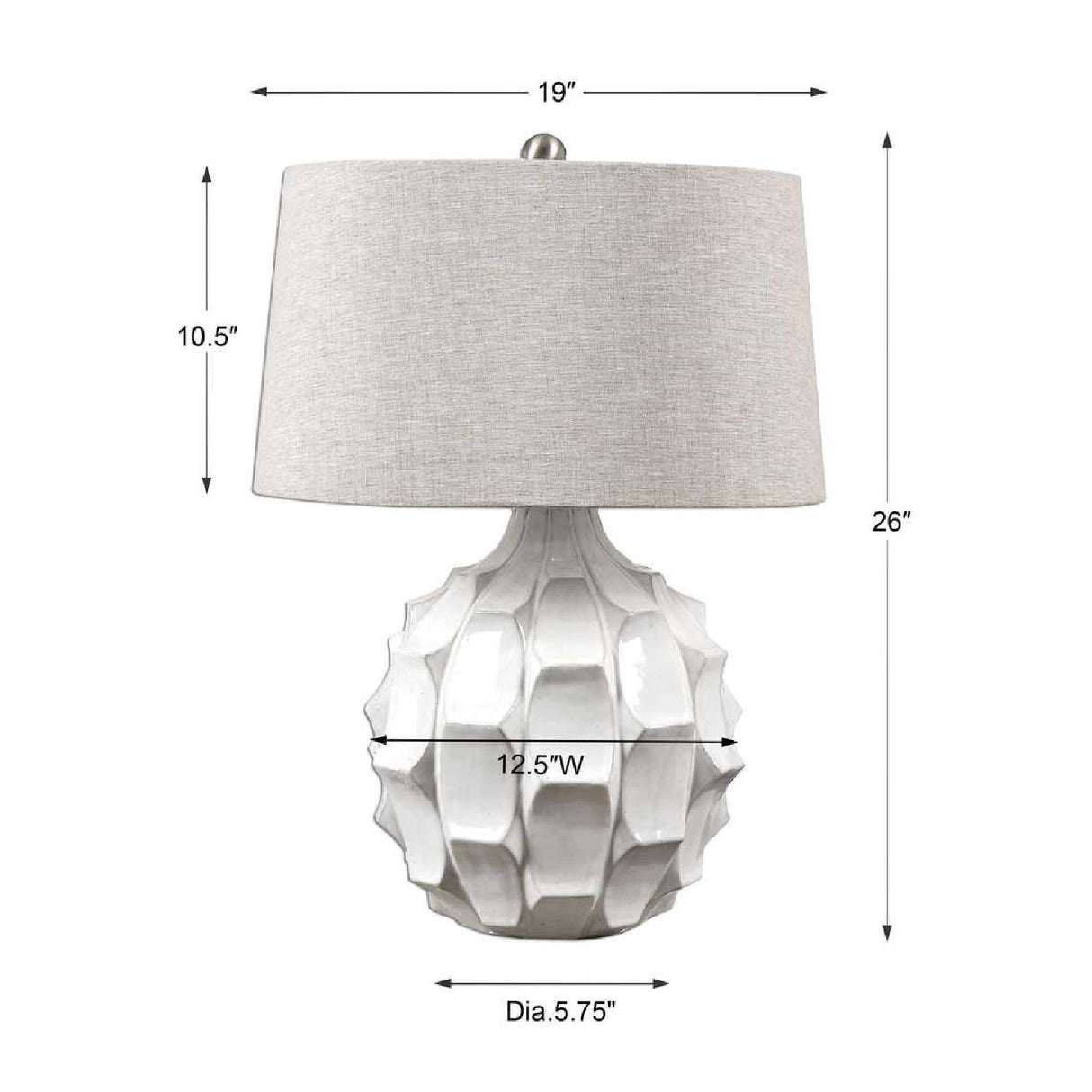 Modern European furniture - Gloss White Ceramic Table Lamp by Uttermost Guerina - www.oroa.com
