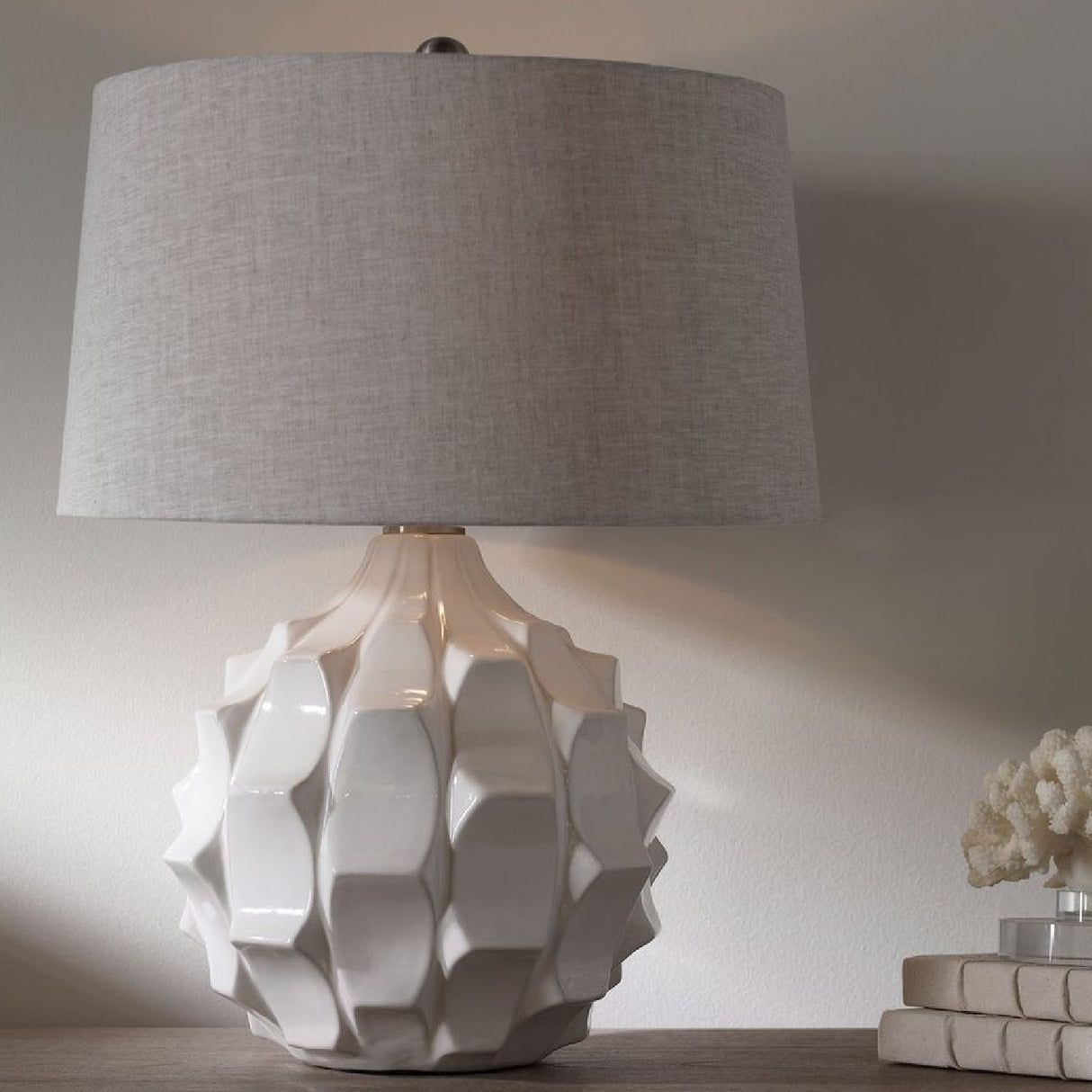 Modern European furniture - Gloss White Ceramic Table Lamp by Uttermost Guerina - www.oroa.com