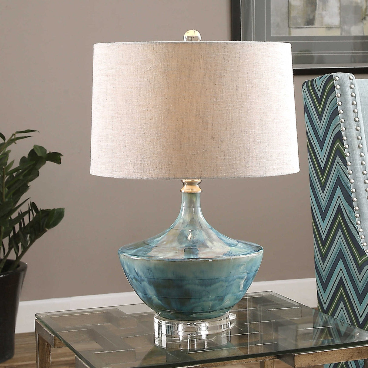 Modern European furniture - Blue Tie-Dyed Ceramic Table Lamp by Uttermost Chasida - www.oroa.com