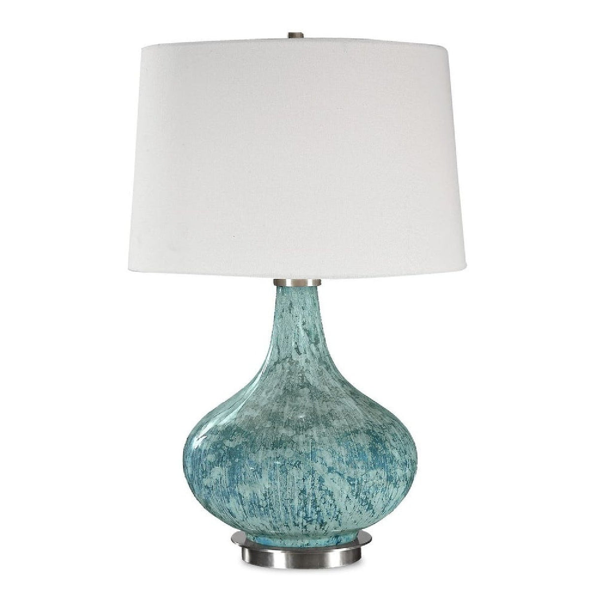 Modern European furniture - Bulbous Blue Glass Table Lamp by Uttermost Celinda - www.oroa.com