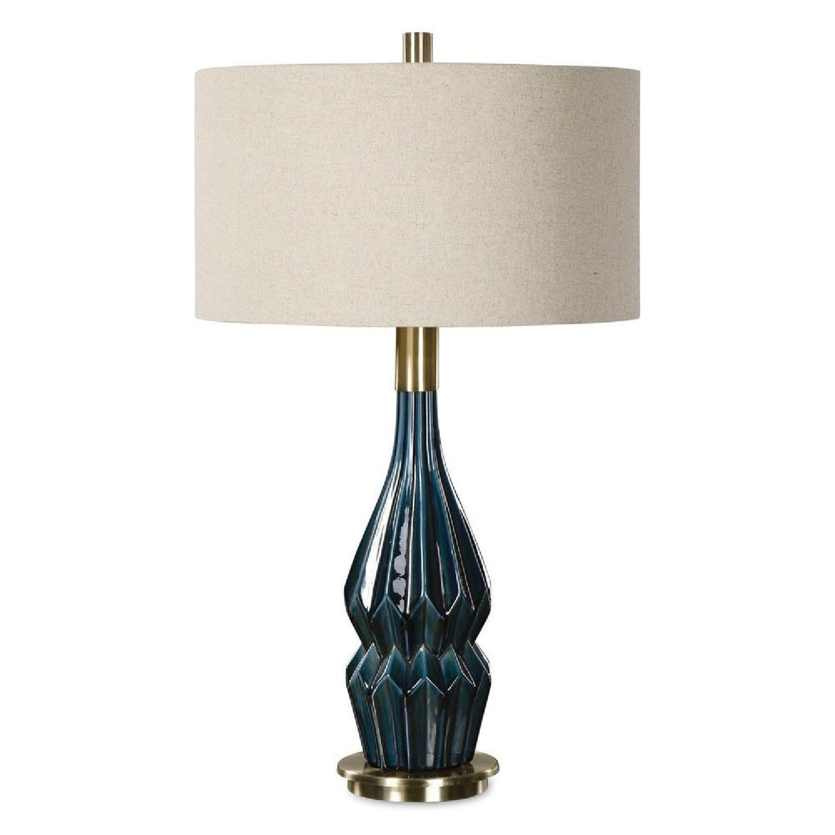 Modern European furniture - Blue Faceted Ceramic Table Lamp by Uttermost Prussian - www.oroa.com