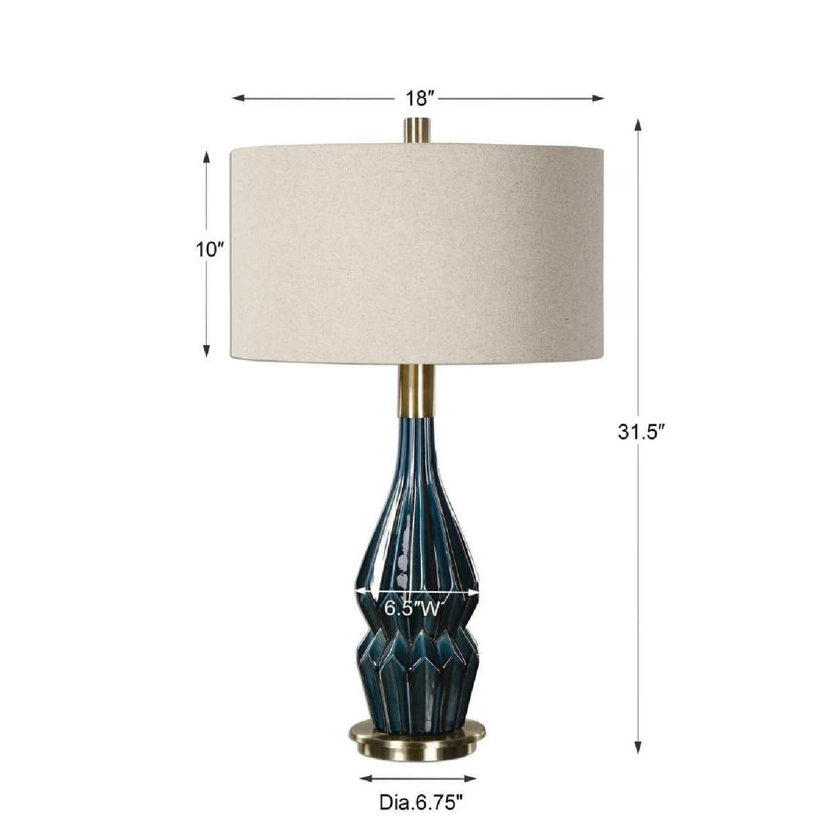 Modern European furniture - Blue Faceted Ceramic Table Lamp by Uttermost Prussian - www.oroa.com