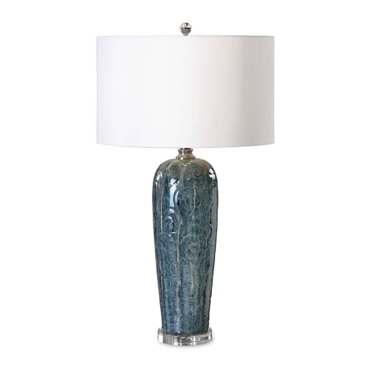 Modern European furniture - Blue Ceramic Embossed Table Lamp by Uttermost Maira - www.oroa.com