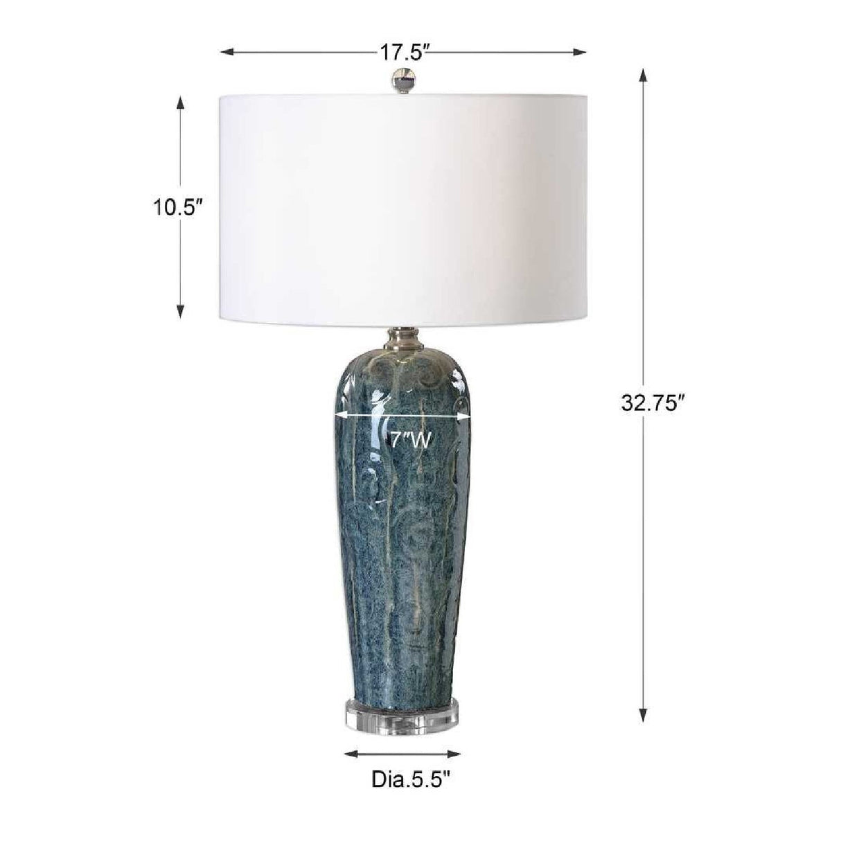 Modern European furniture - Blue Ceramic Embossed Table Lamp by Uttermost Maira - www.oroa.com