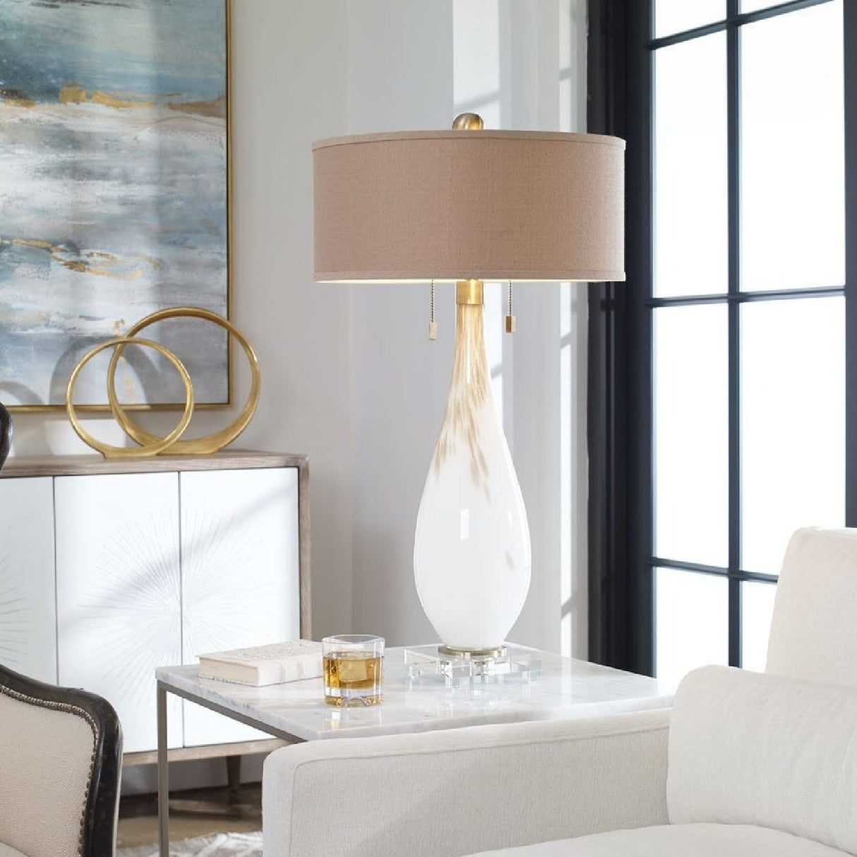 Glass Base Linen Table Lamp | Uttermost Cardoni - www.oroa.com