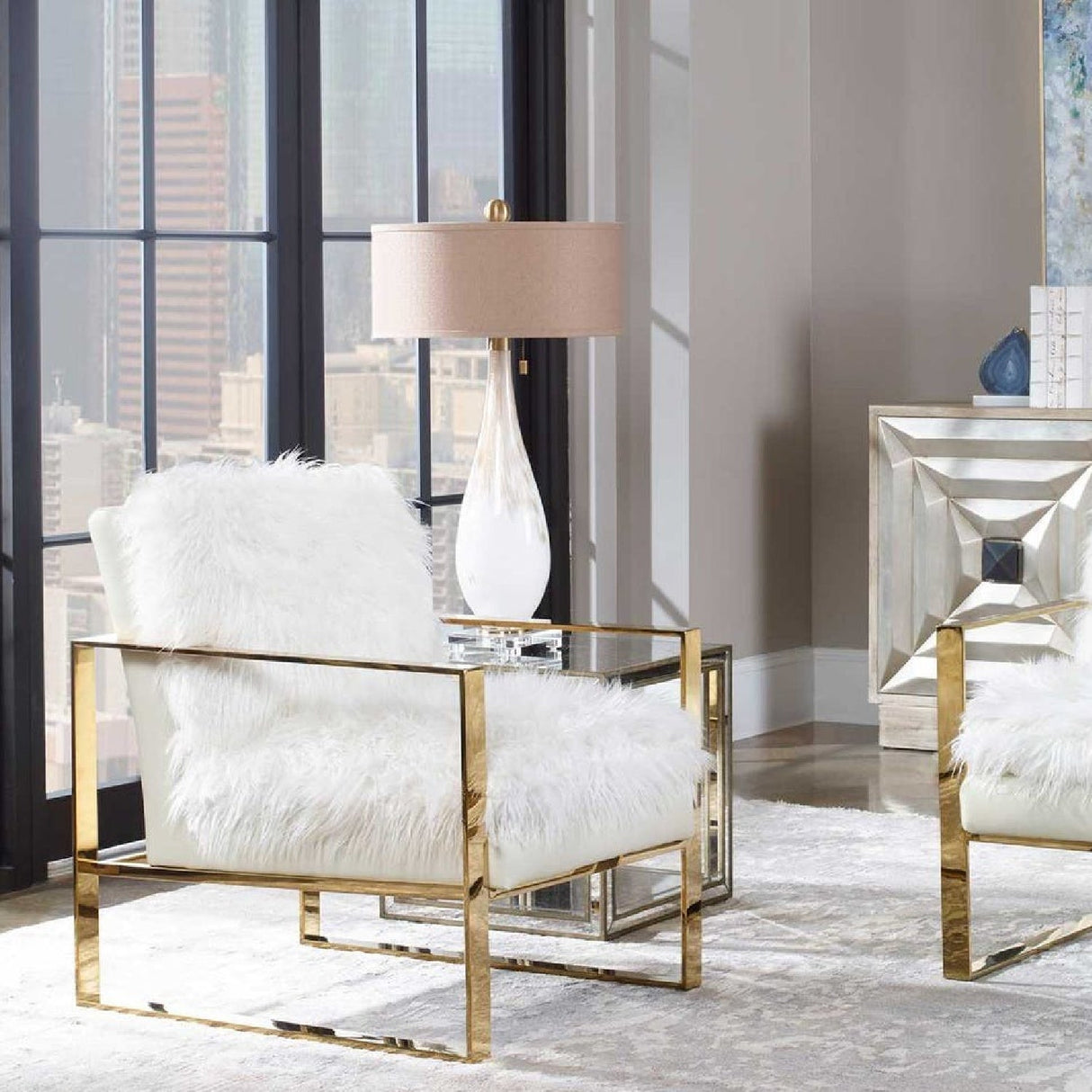 Glass Base Linen Table Lamp | Uttermost Cardoni - www.oroa.com
