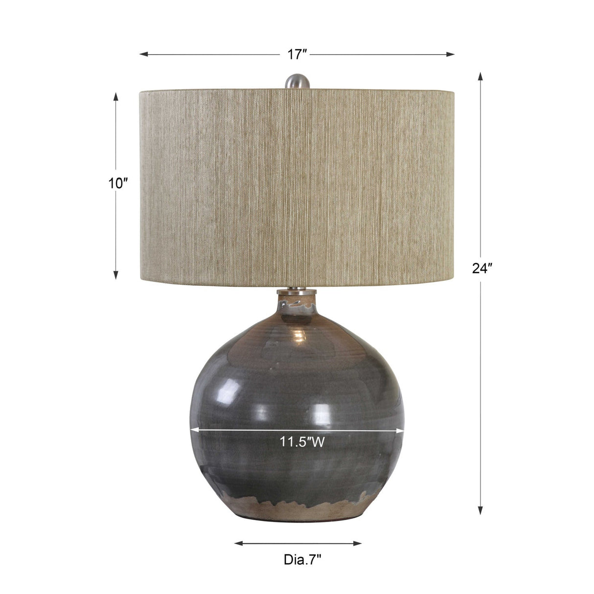 Modern European furniture - Gray Rounded Ceramic Table Lamp - www.oroa.com