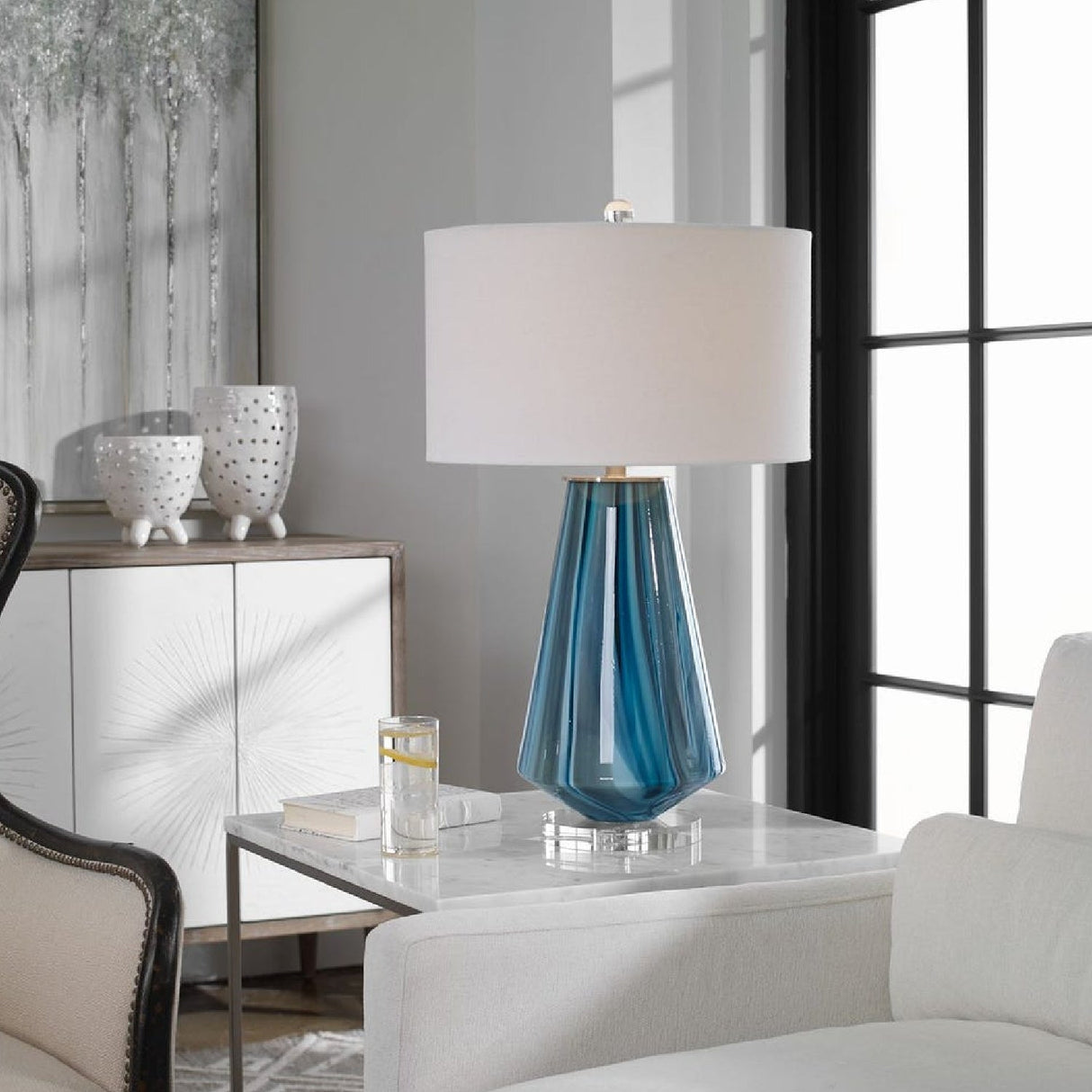 Modern European furniture - Teal Gray Glass Table Lamp by Uttermost Pescara - www.oroa.com