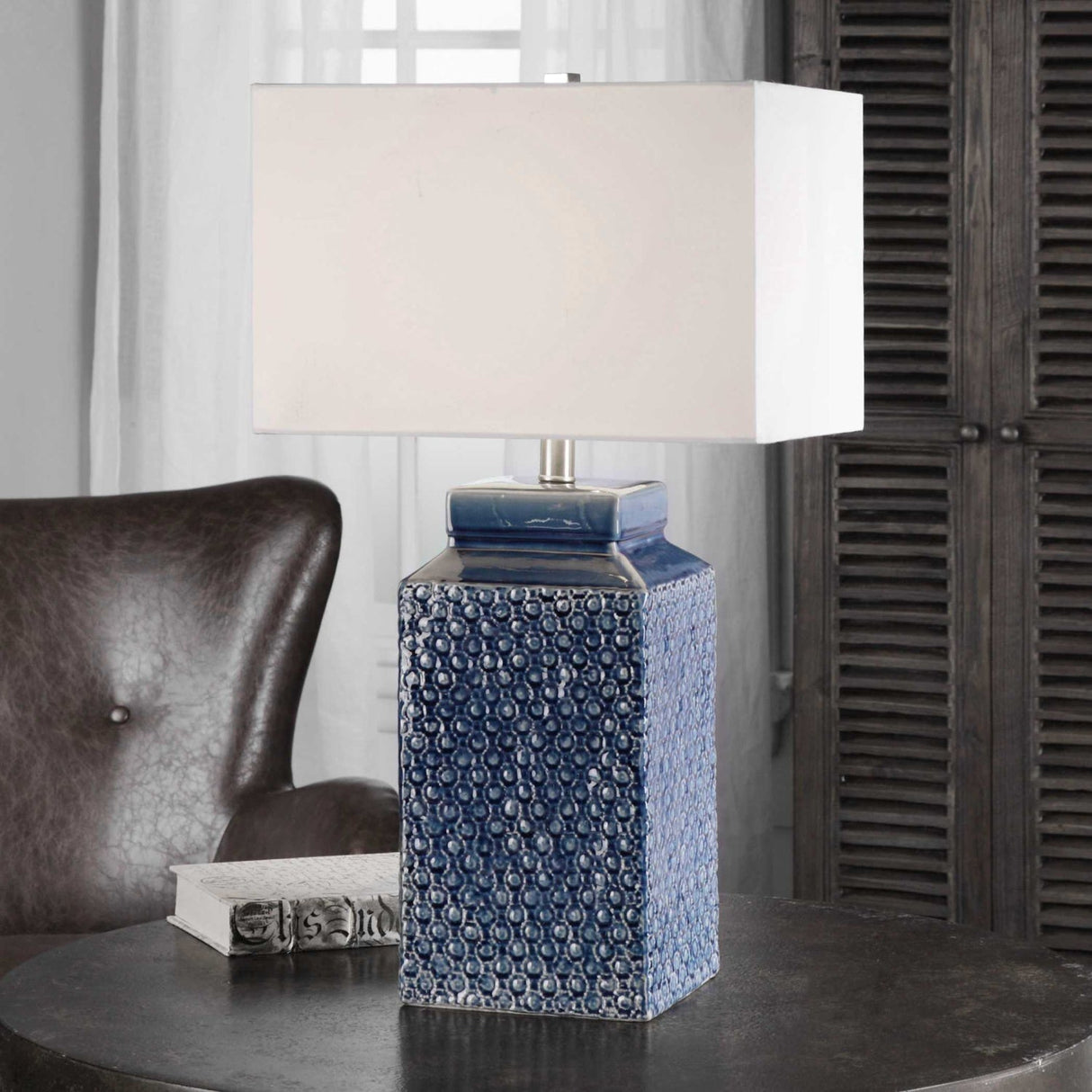 Modern European furniture - Textured Blue Ceramic Table Lamp by Uttermost Pero - www.oroa.com