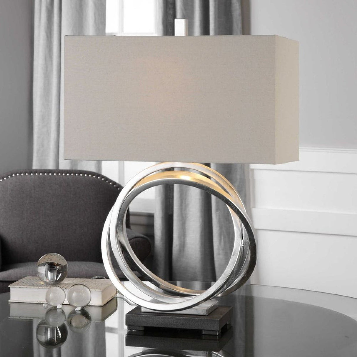 Modern European furniture - Silver Rings Table Lamp by Uttermost - Soroca - www.oroa.com