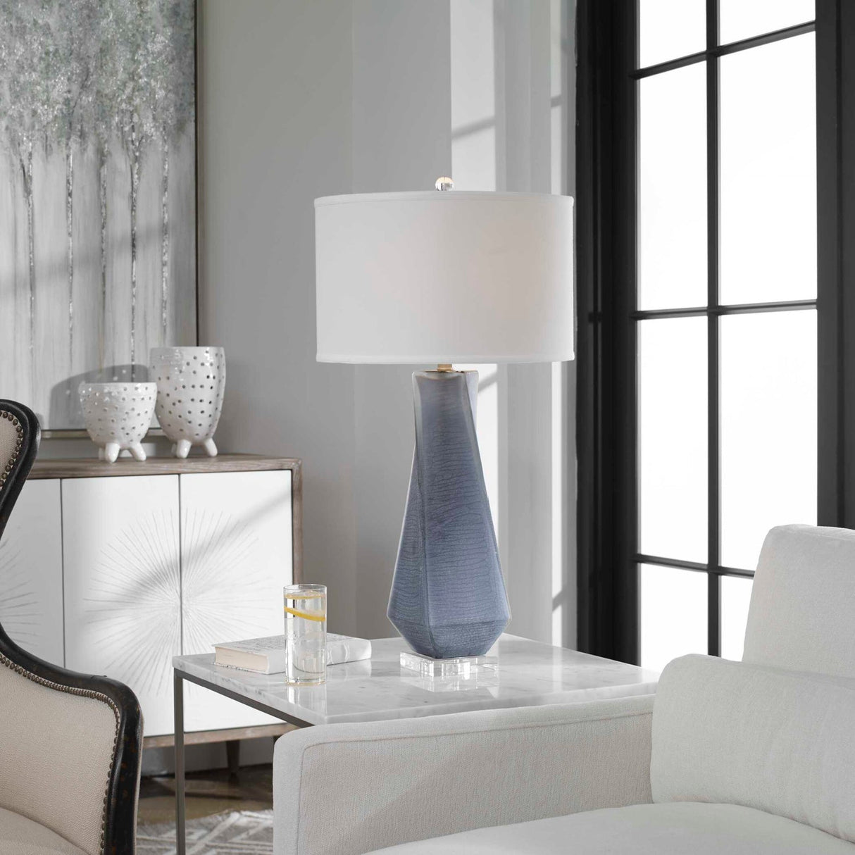 Twisted Gray Glass Table Lamp by Uttermost Anatoli, alternate view 2