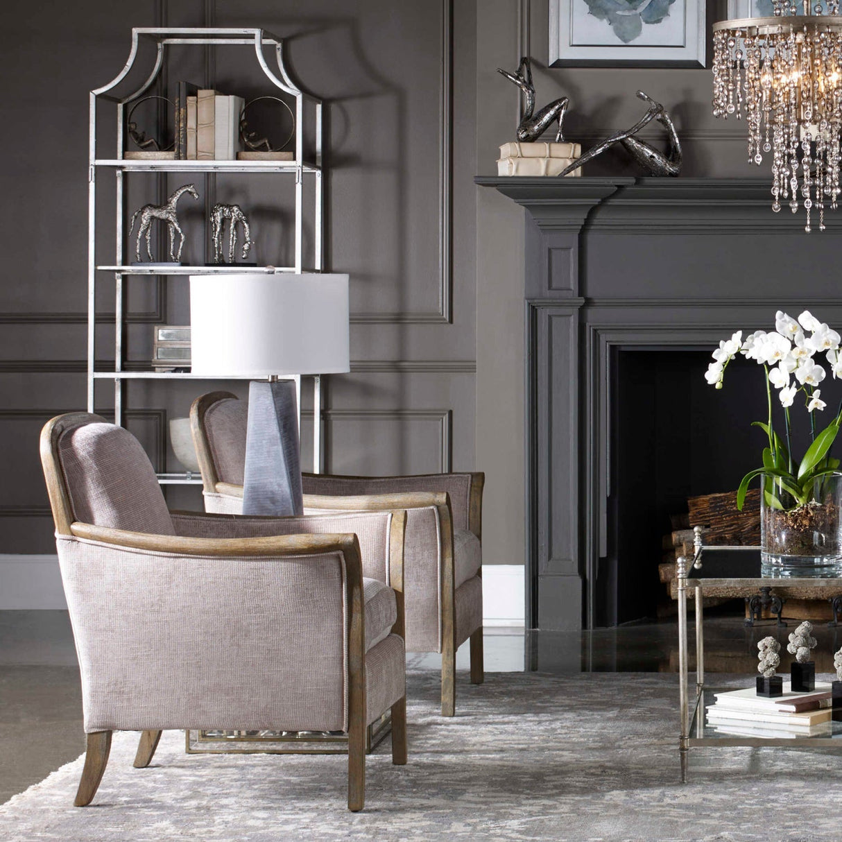 Twisted Gray Glass Table Lamp by Uttermost Anatoli, alternate view 4