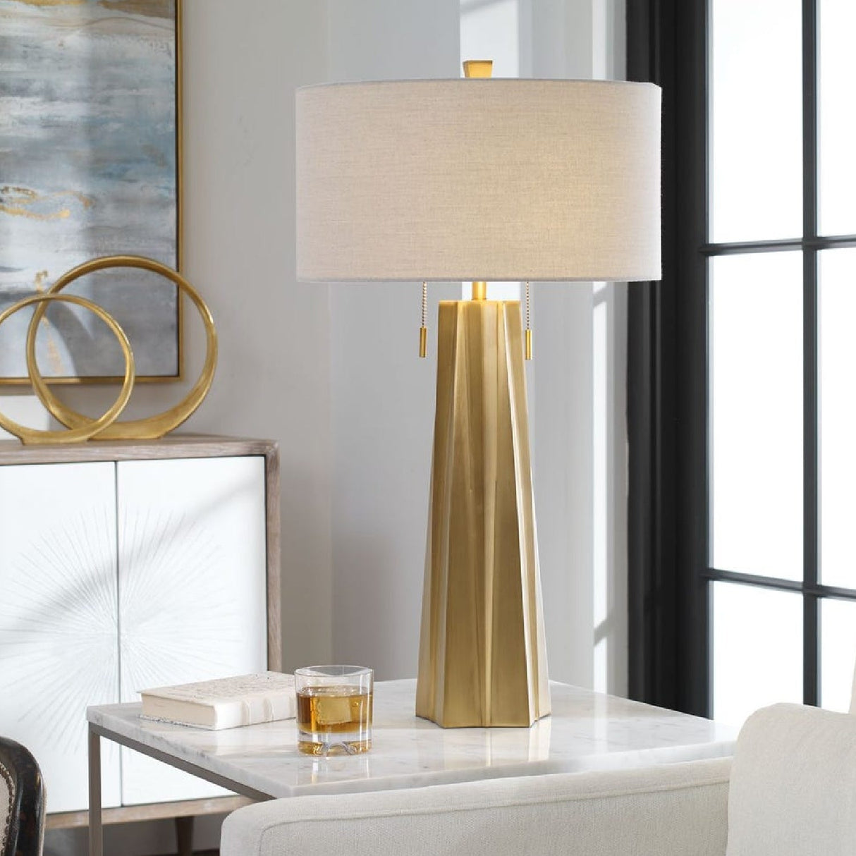 Antique Brass Table Lamp by Uttermost Maris, alternate view 6