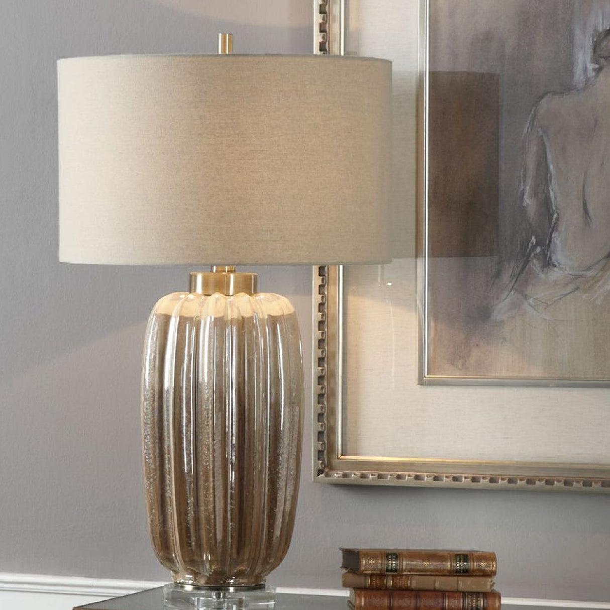 Modern European furniture - Fluted Pearlescent Ceramic Table Lamp by Uttermost Gistova - www.oroa.com