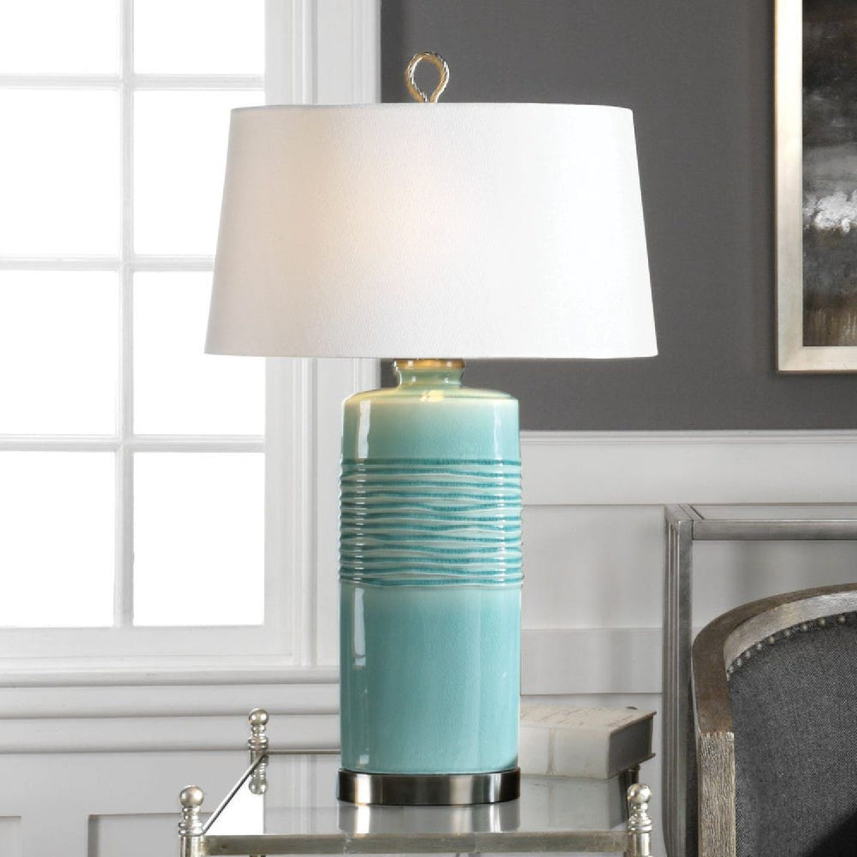 Modern European furniture - Oval Column Ceramic Table Lamp by Uttermost Rila - www.oroa.com