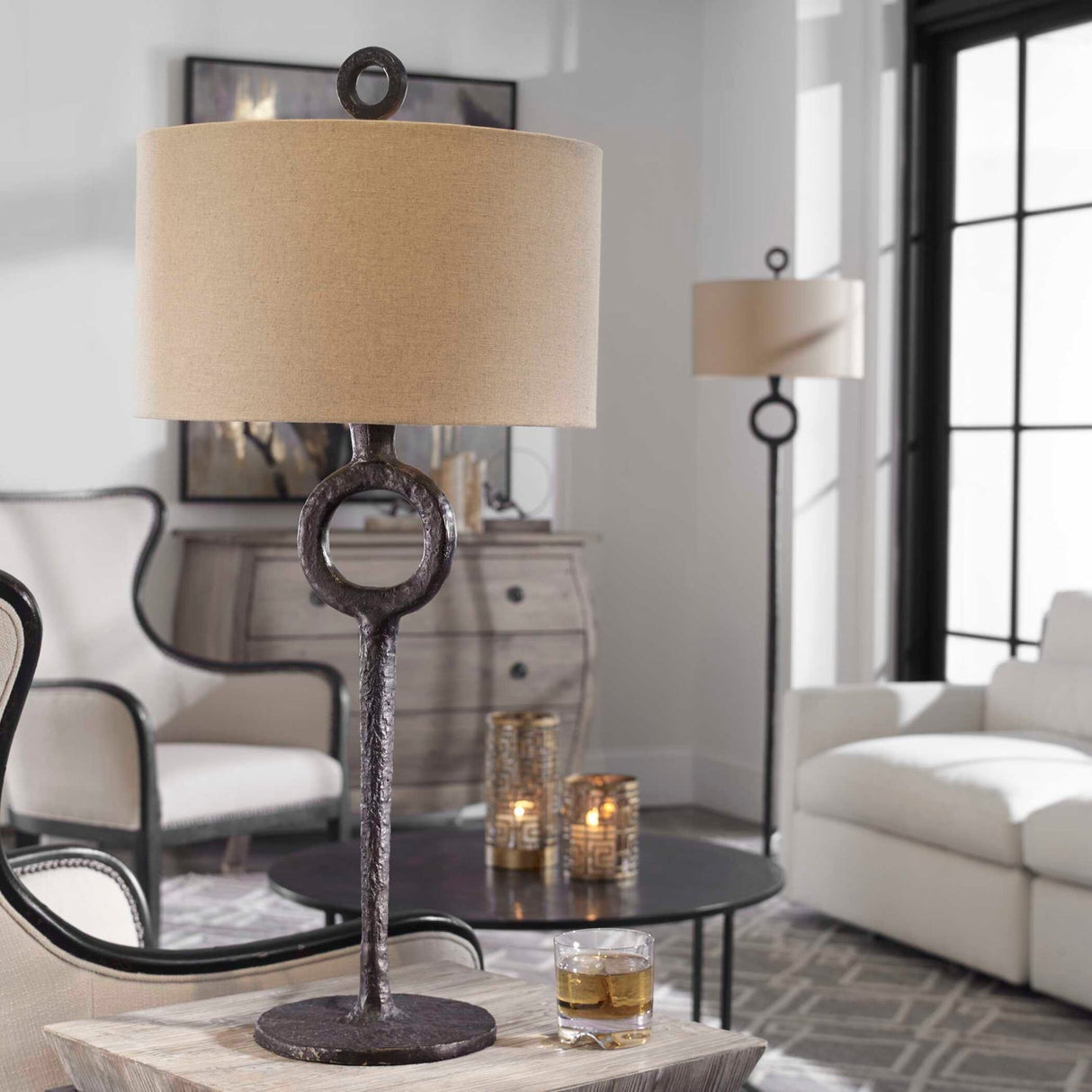 Modern European furniture - Hammered Bronze Table Lamp by - Uttermost Ferro - www.oroa.com