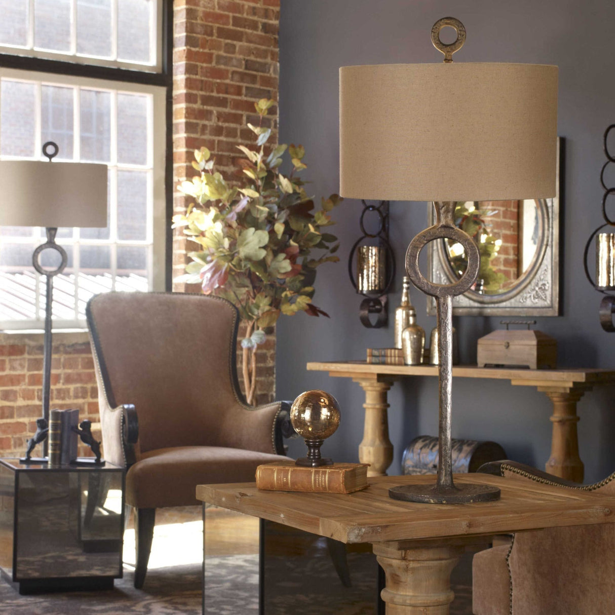 Modern European furniture - Hammered Bronze Table Lamp by - Uttermost Ferro - www.oroa.com