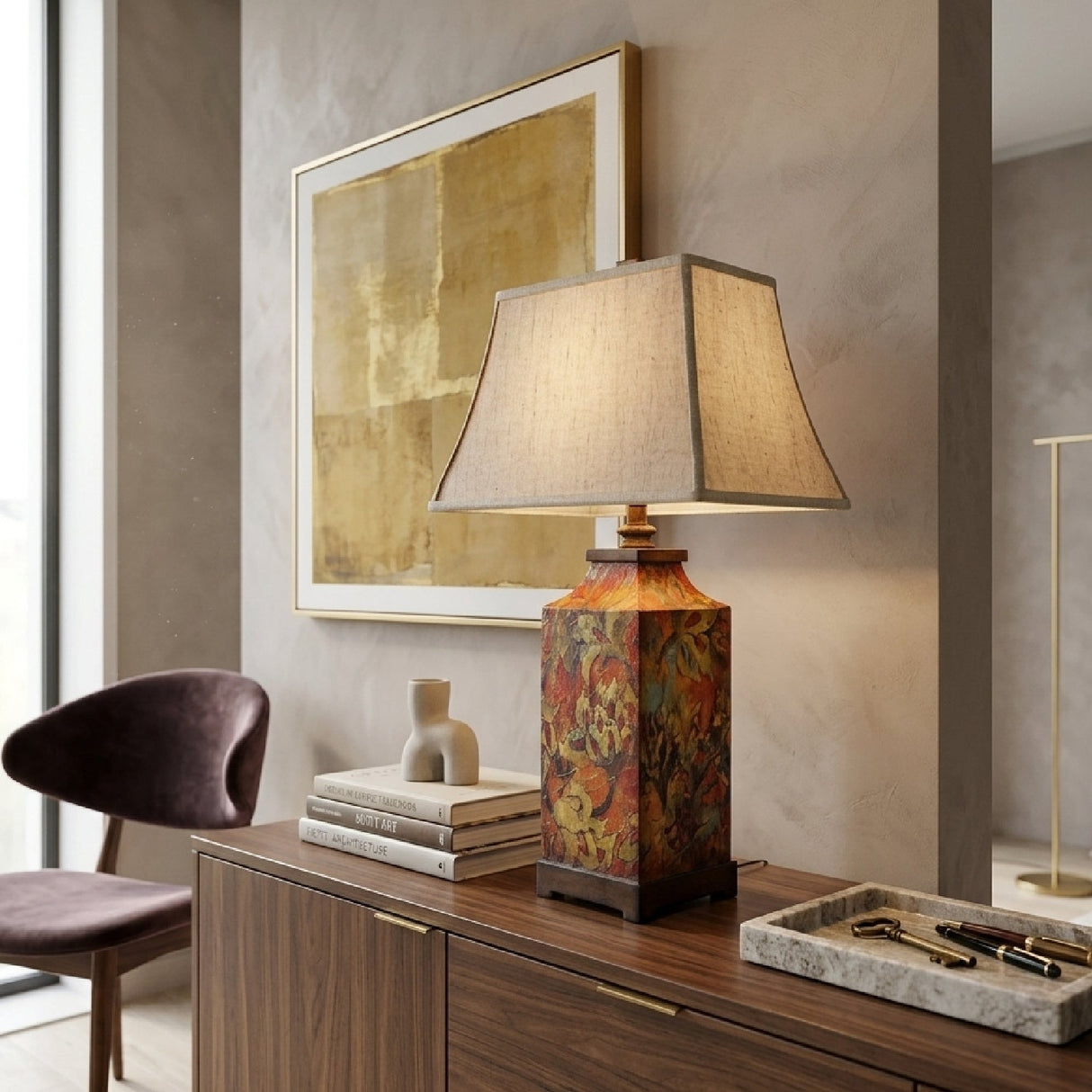 Modern European furniture - Floral Print Table Lamp - www.oroa.com
