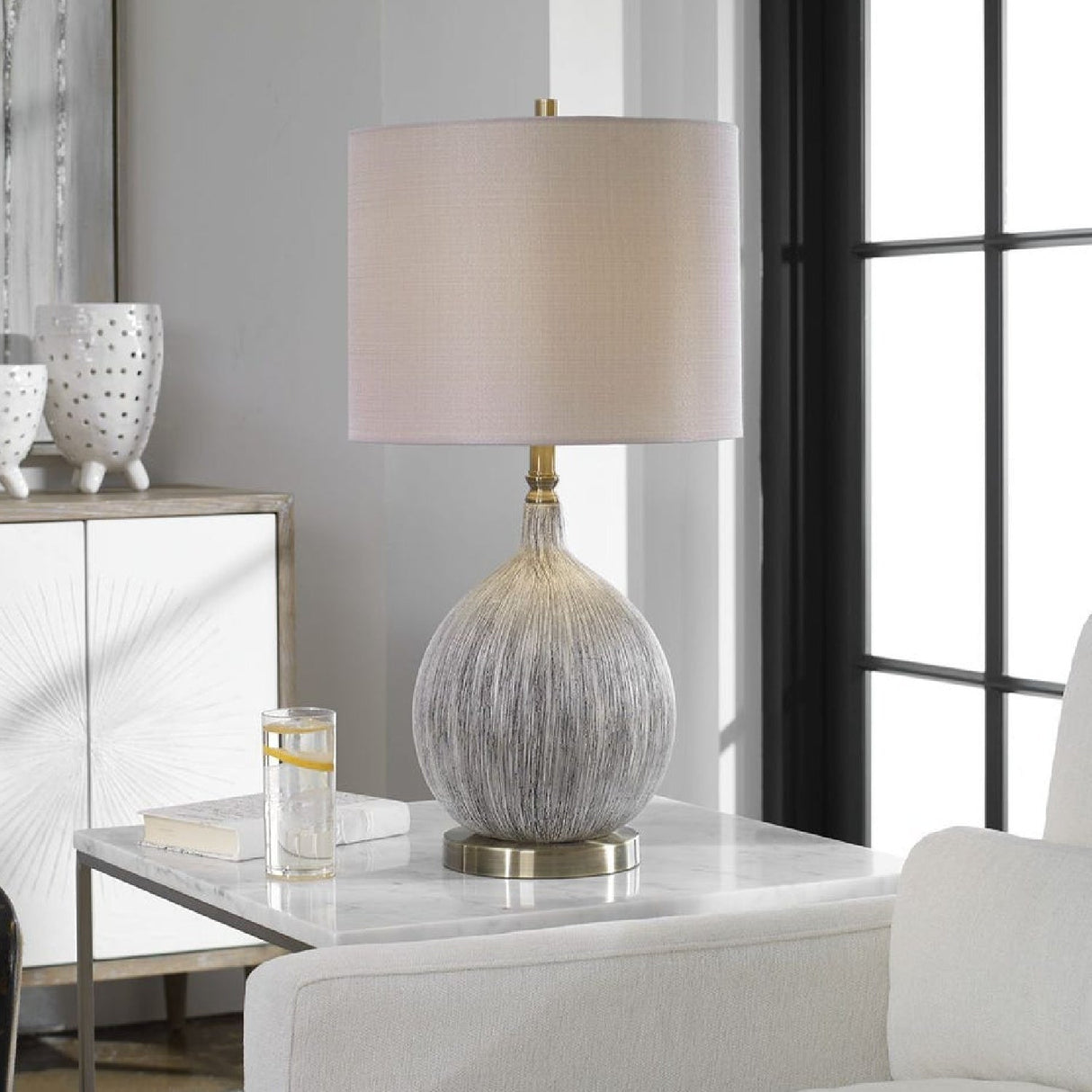 Gourd-Shaped Ceramic Table Lamp by Uttermost Hedera, alternate view 2